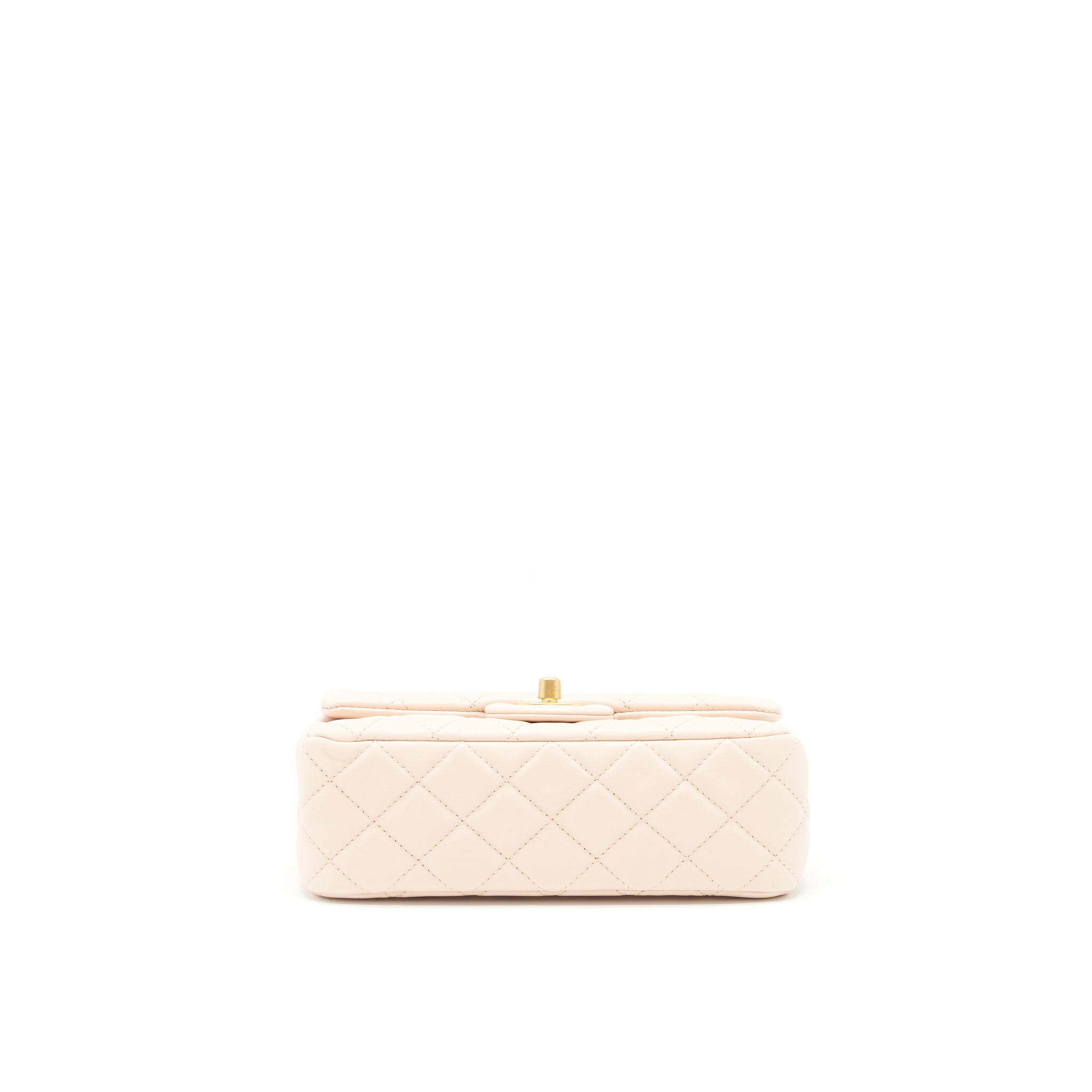 CHANEL 22C PEARL CRUSH MINI RECTANGULAR FLAP BAG LAMBSKIN LIGHT BERGE GHW (MICROCHIP)