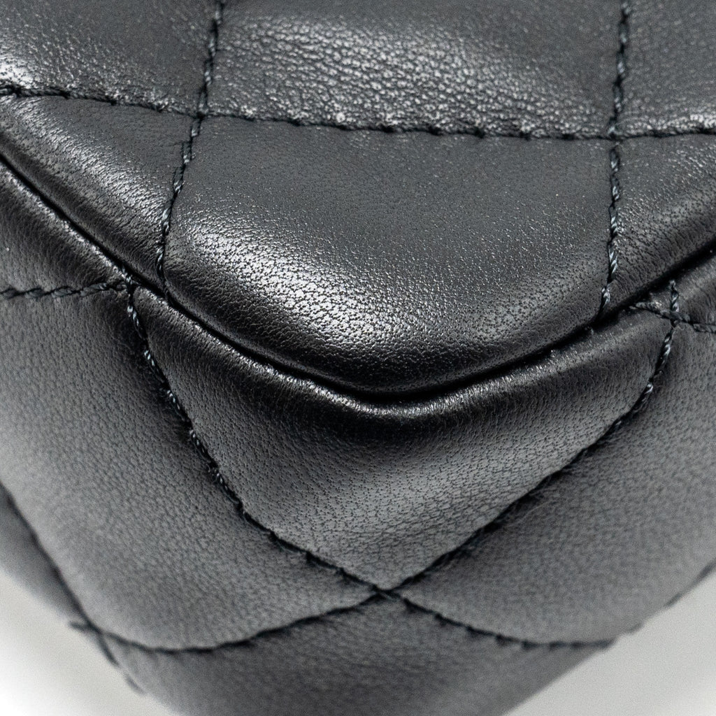 CHANEL 24S TOP HANDLE MINI FLAP BAG LAMBSKIN BLACK GHW (MICROCHIP)