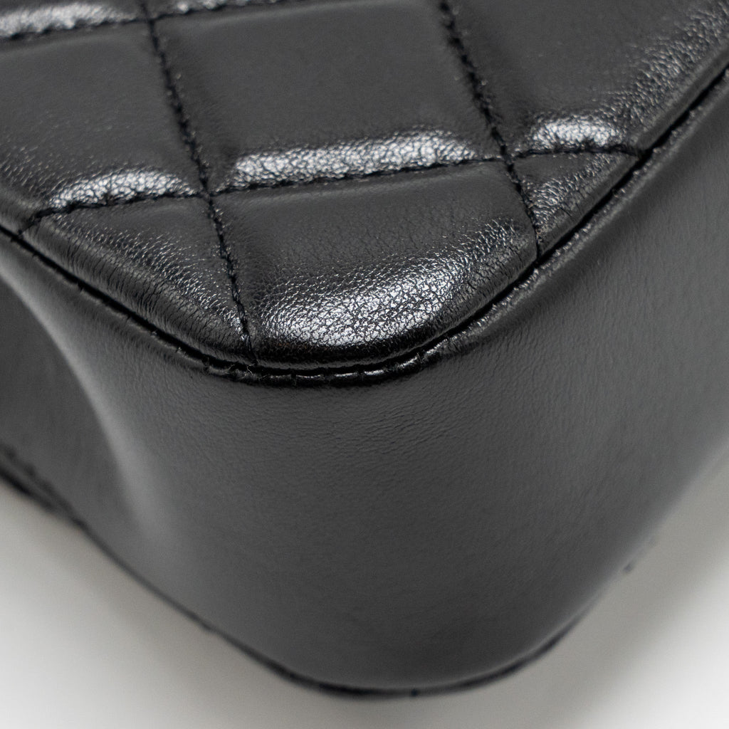 CHANEL 25S MINI FLAP BAG LAMBSKIN BLACK GHW(MICROCHIP)