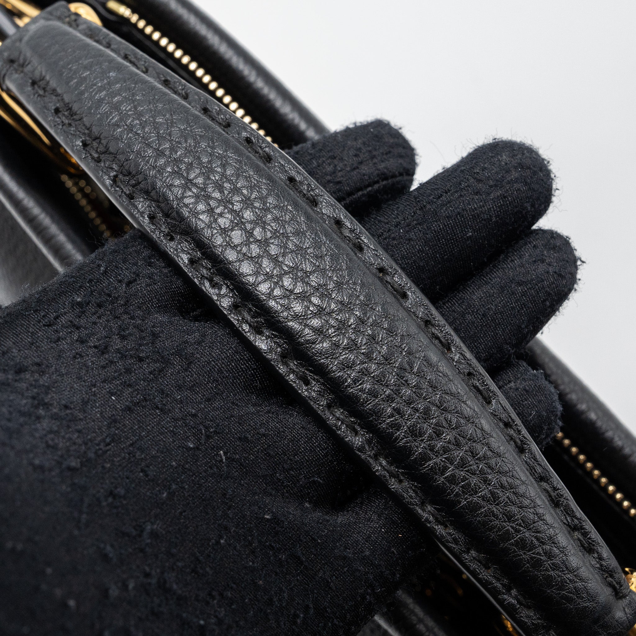 FENDI PEEKABOO FIT MINI SELLERIA BAG WITH TOPSTICHING LEATHER BLACK GHW