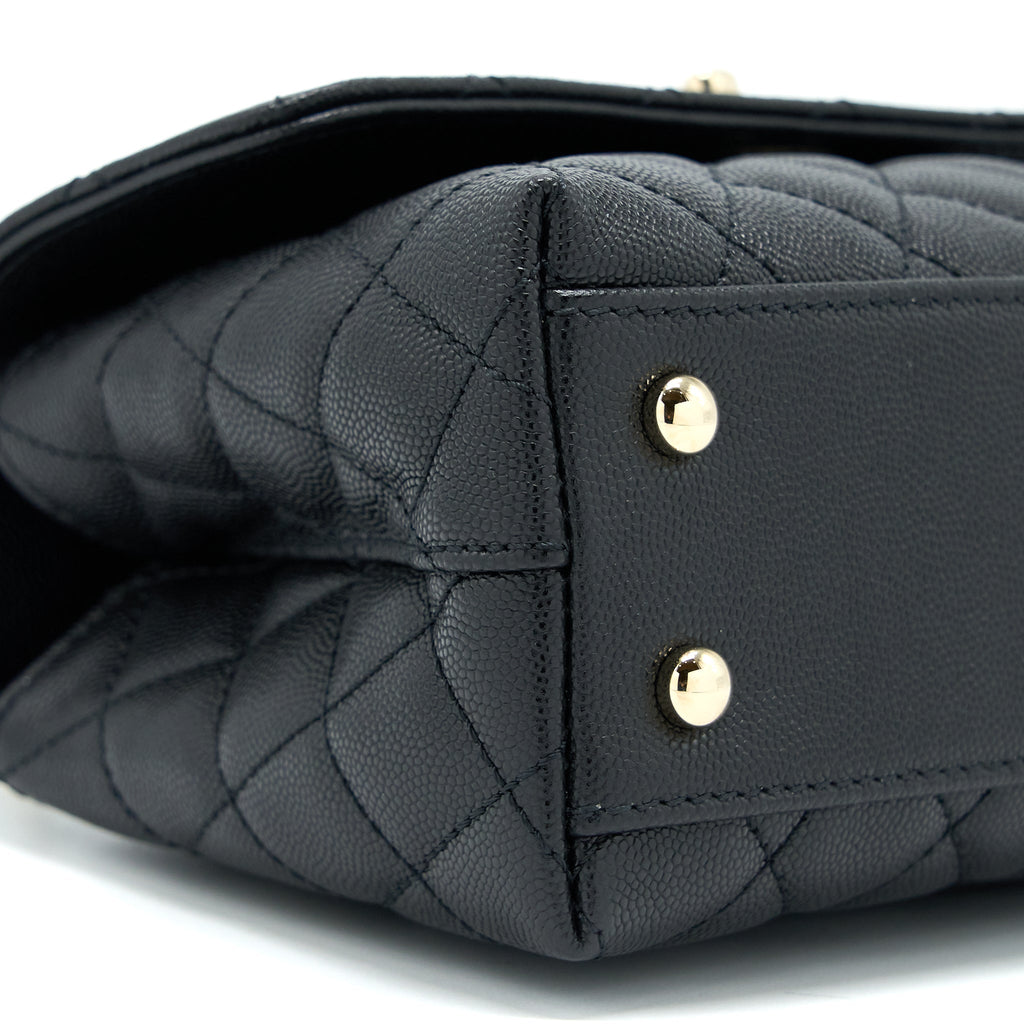 CHANEL SMALL COCO HANDLE FLAP BAG CAVIAR BLACK LGHW (MICROCHIP)