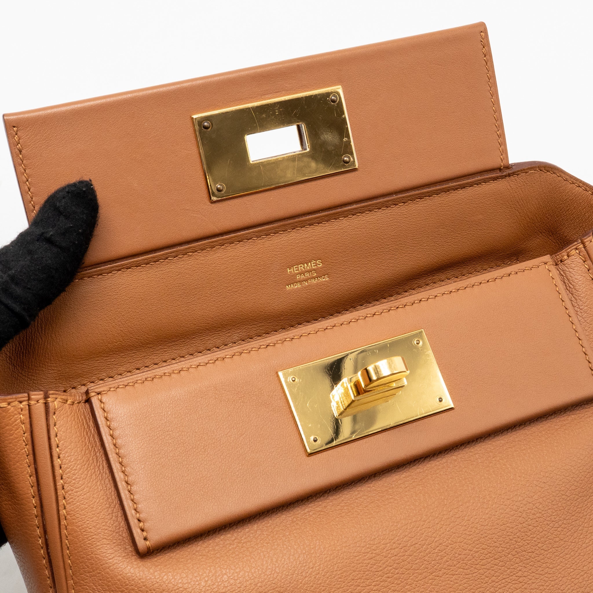 HERMES MINI 24/24 2424-21 BAG EVERCOLOR GOLD GHW