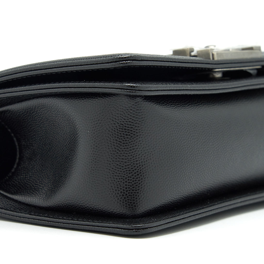 CHANEL SMALL BOY BAG CAVIAR BLACK RUTHENIUM SLIVER HARDWARE (MICROCHIP）