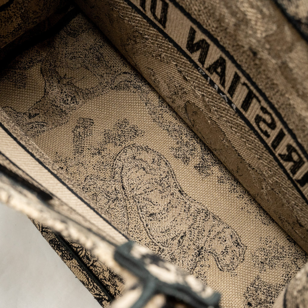 DIOR MEDIUM DIOR BOOK TOTE TOILE DE JOUY REVERSE EMBROIDERY CANVAS BEIGE