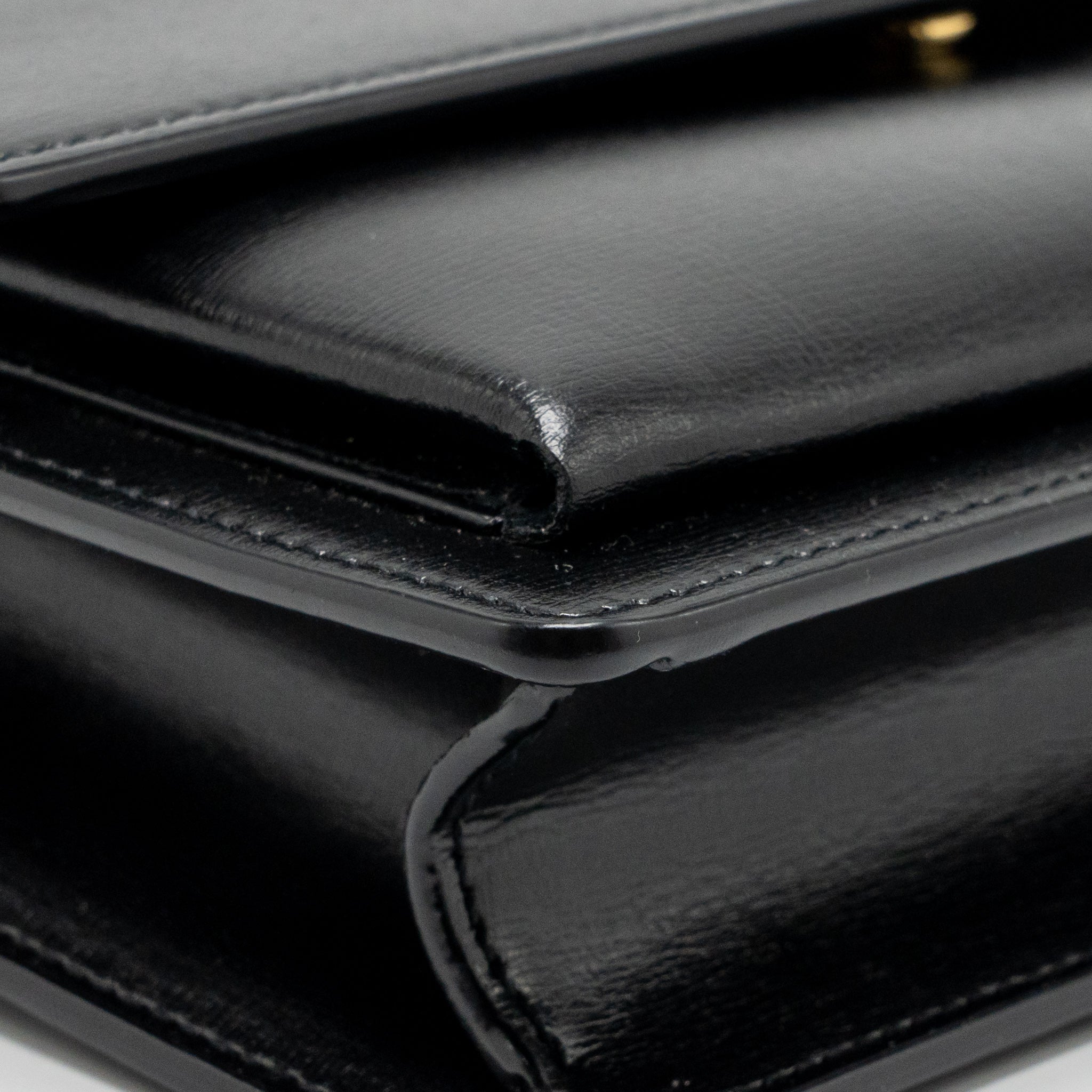 SAINT LAURENT/YSL MEDIUM TOP HANDLE SUNSET BAG CALFSKIN BLACK GHW