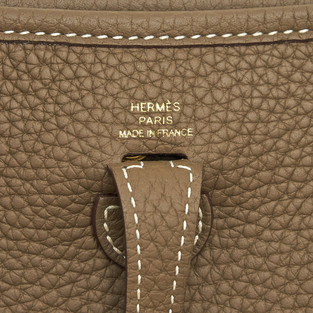 HERMES MINI EVELYNE ETOUPE/ BLUE INDIGO GHW