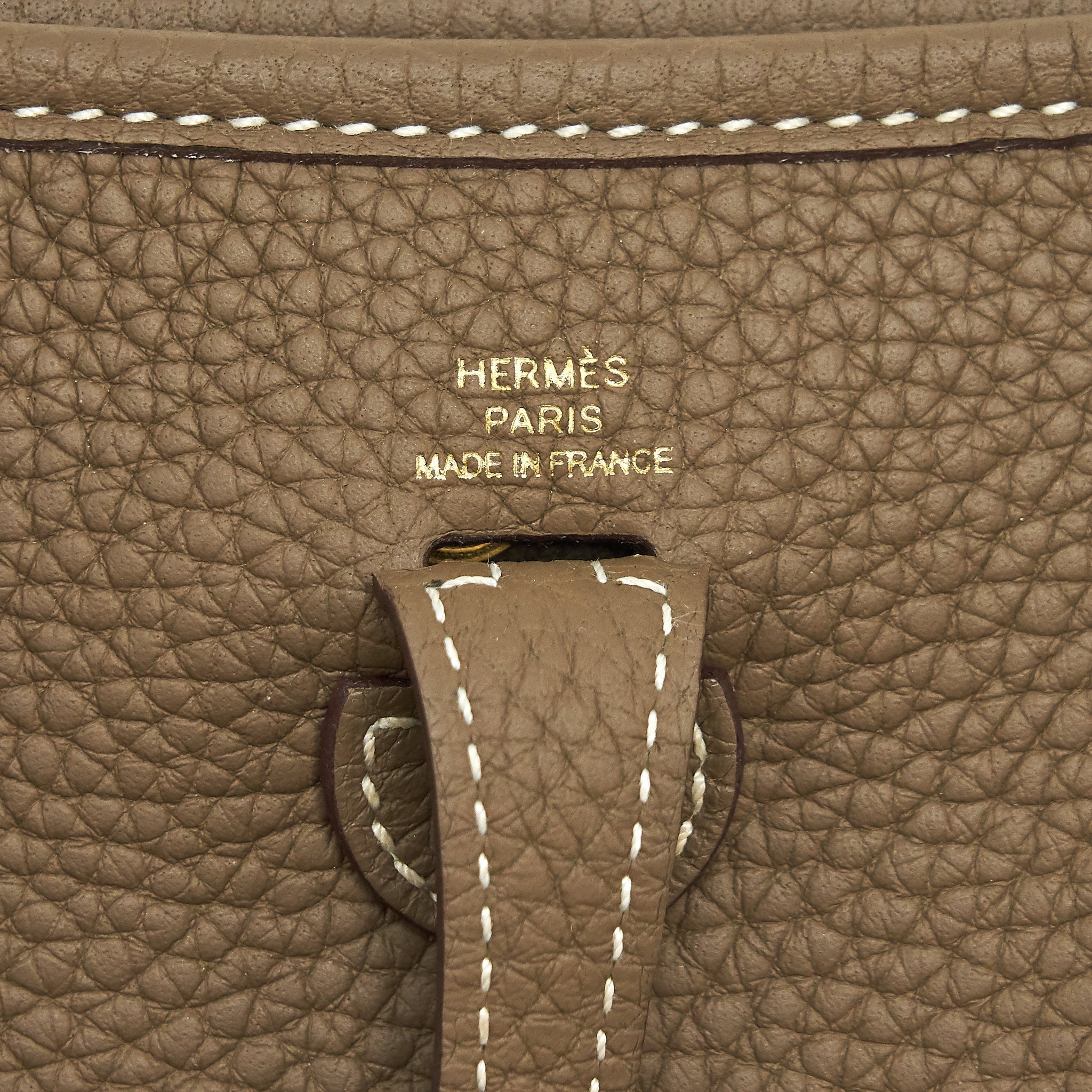 HERMES MINI EVELYNE ETOUPE/ BLUE INDIGO GHW