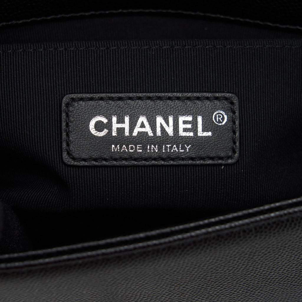 CHANEL SMALL BOY BAG CAVIAR BLACK RUTHENIUM SLIVER HARDWARE (MICROCHIP）