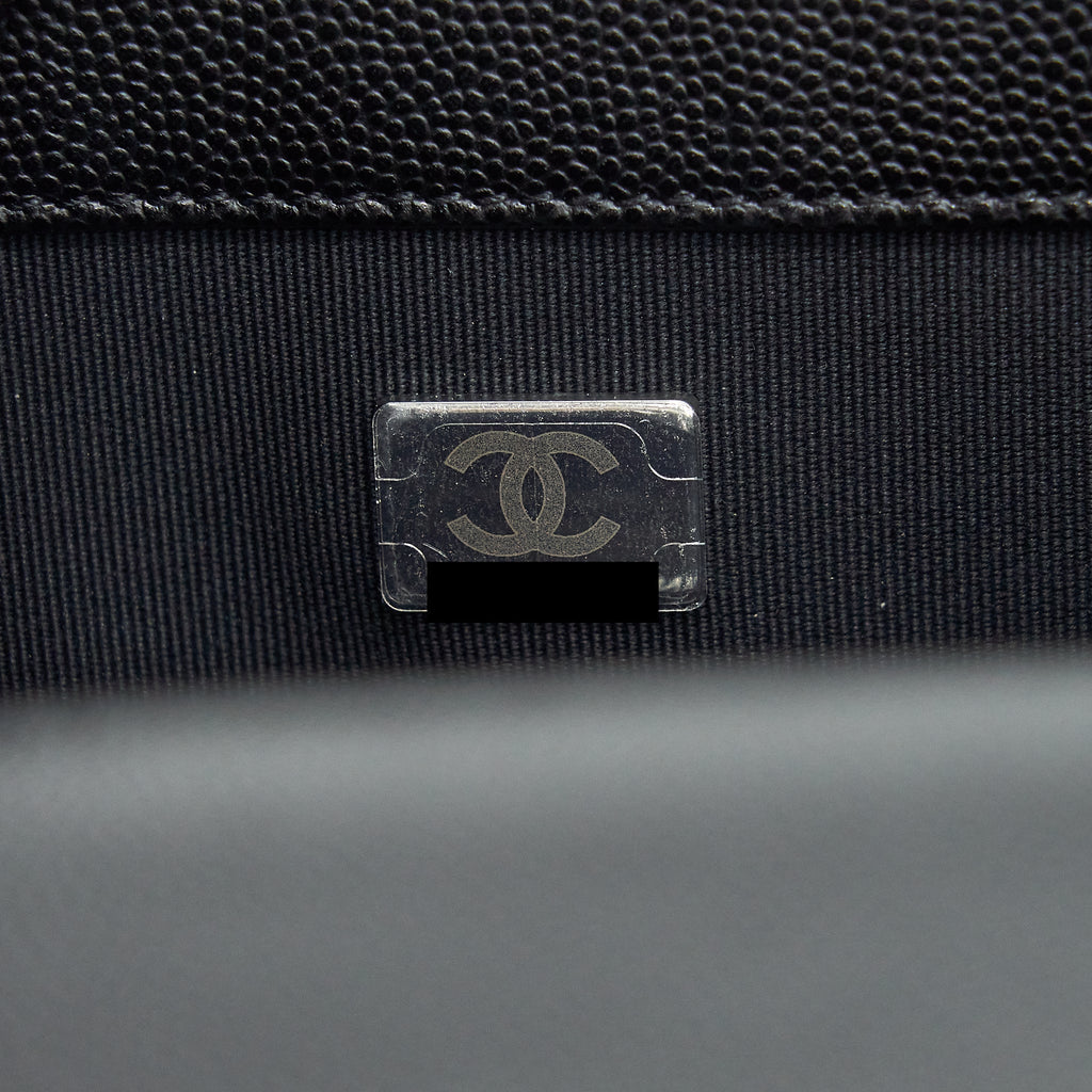 CHANEL SMALL BOY BAG CAVIAR BLACK RUTHENIUM SLIVER HARDWARE (MICROCHIP）