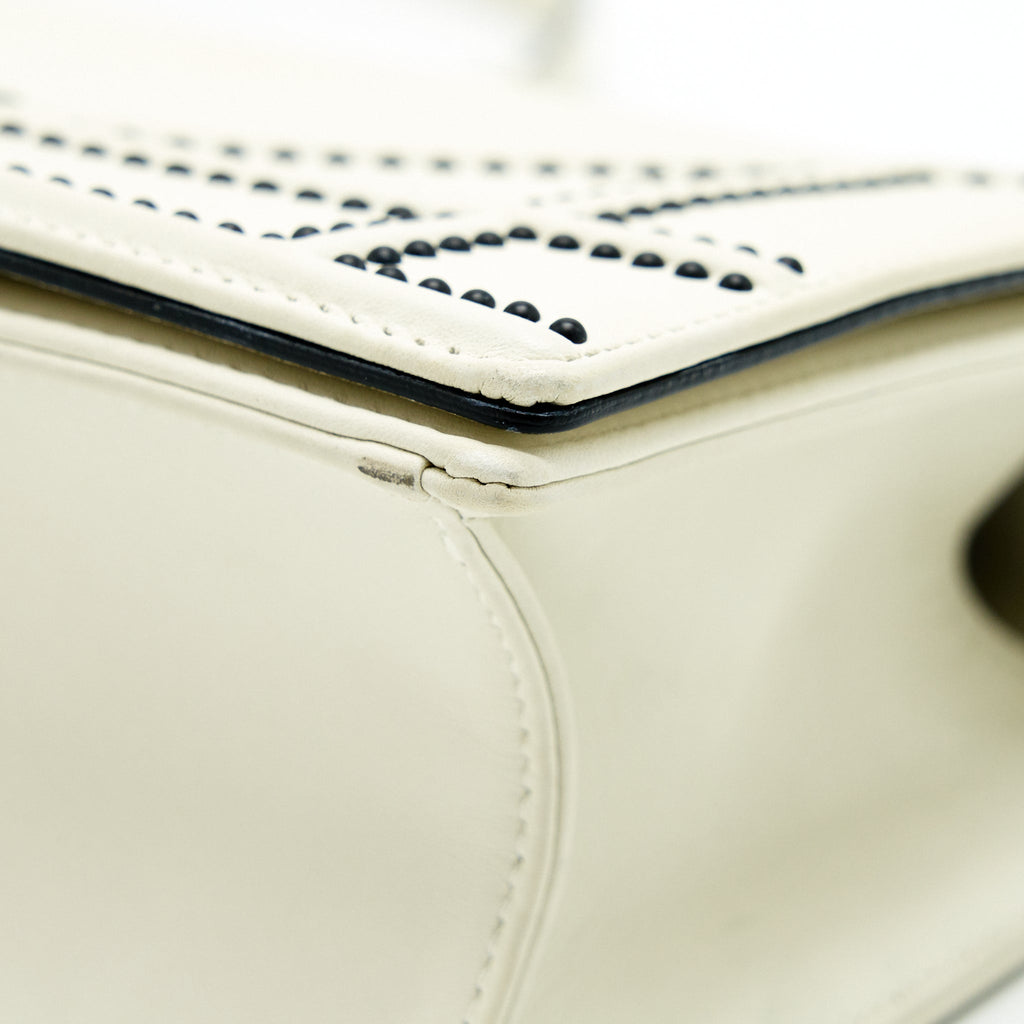 DIOR SMALL DIORAMA STUDDED WHITE WITH BLACK HARDWARE