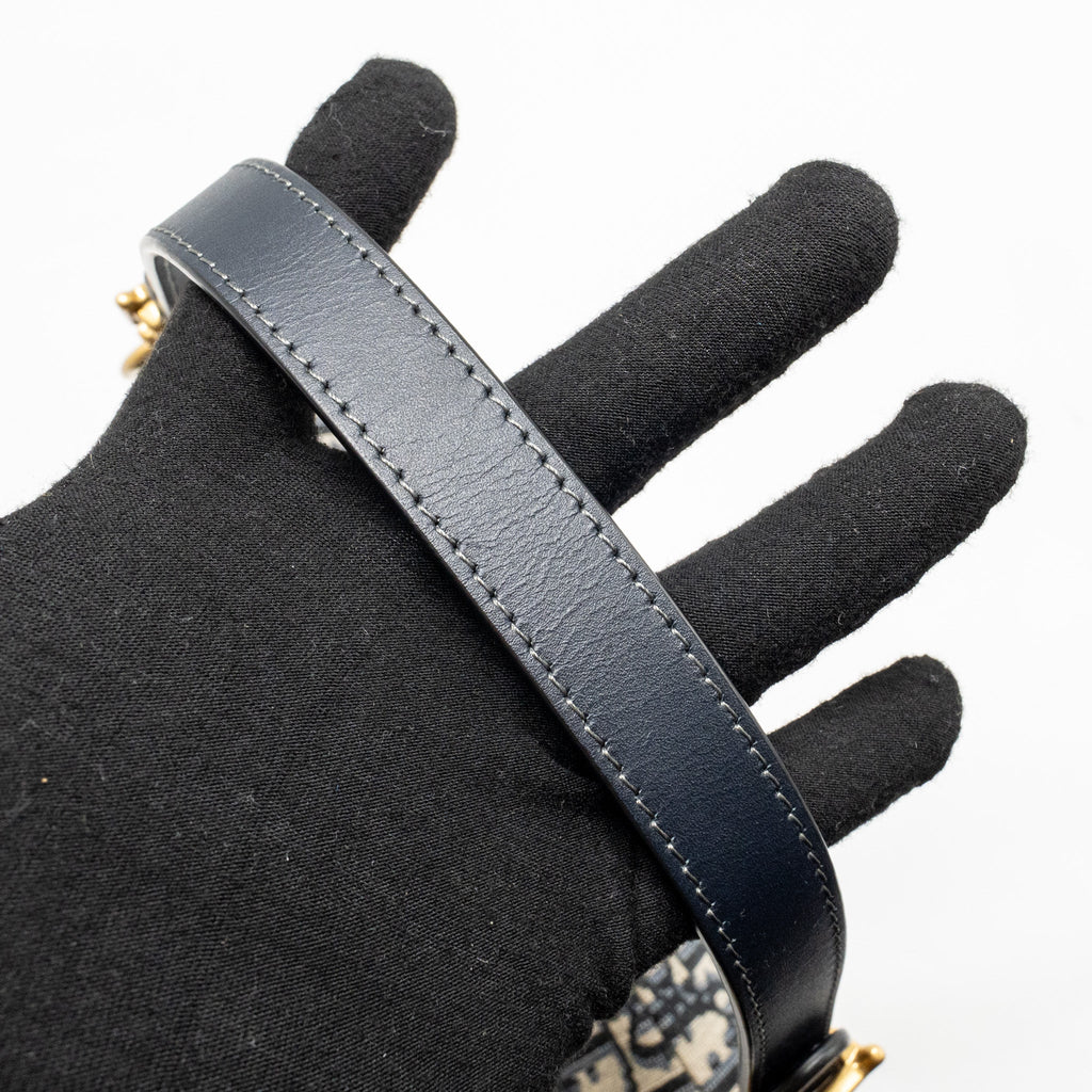 DIOR MEDIUM SADDLE BAG BLUE OBLIQUE CANVAS GHW