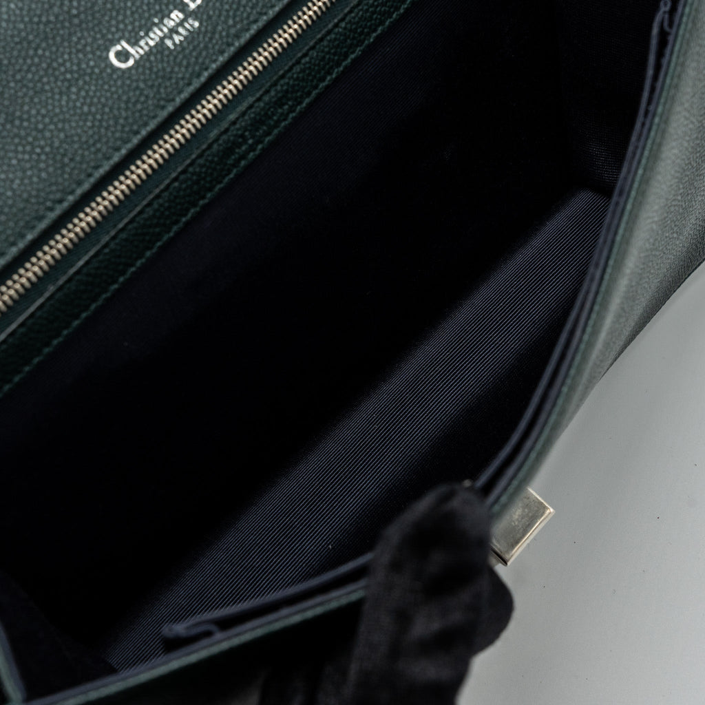 DIOR LARGE DIORAMA BAG GRAINED CALFSKIN DARK GREEN SHW