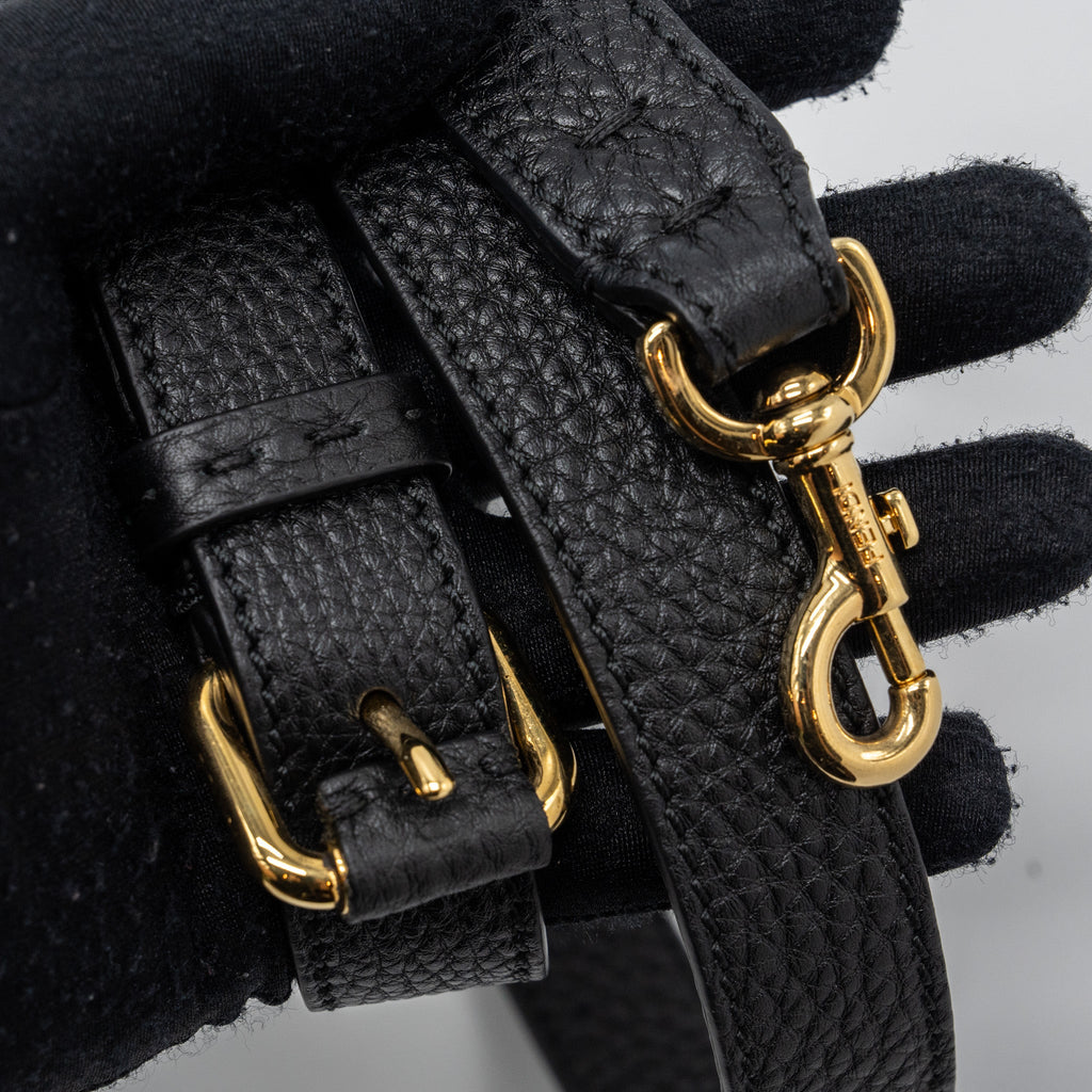 FENDI PEEKABOO FIT MINI SELLERIA BAG WITH TOPSTICHING LEATHER BLACK GHW