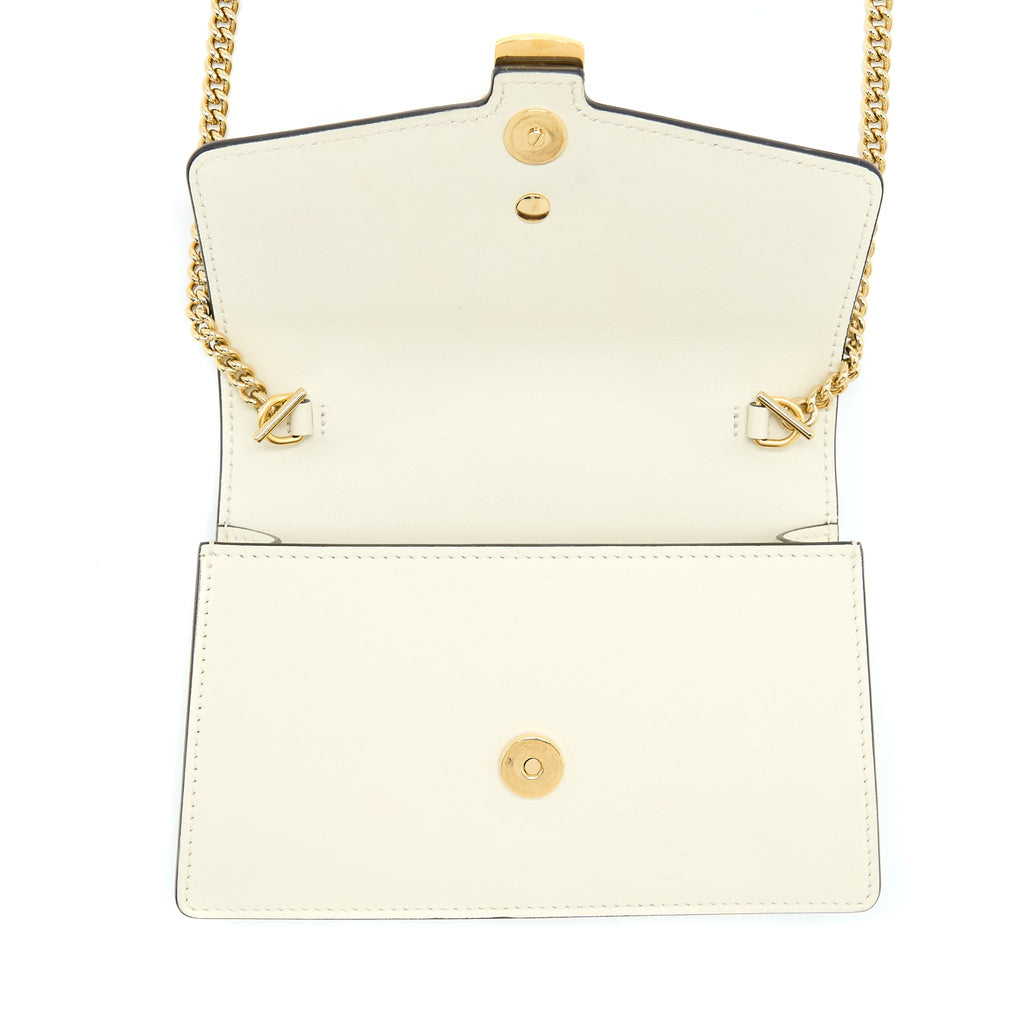 GUCCI SYLVIE MINI CHAIN BAG CALFSKIN WHITE GHW