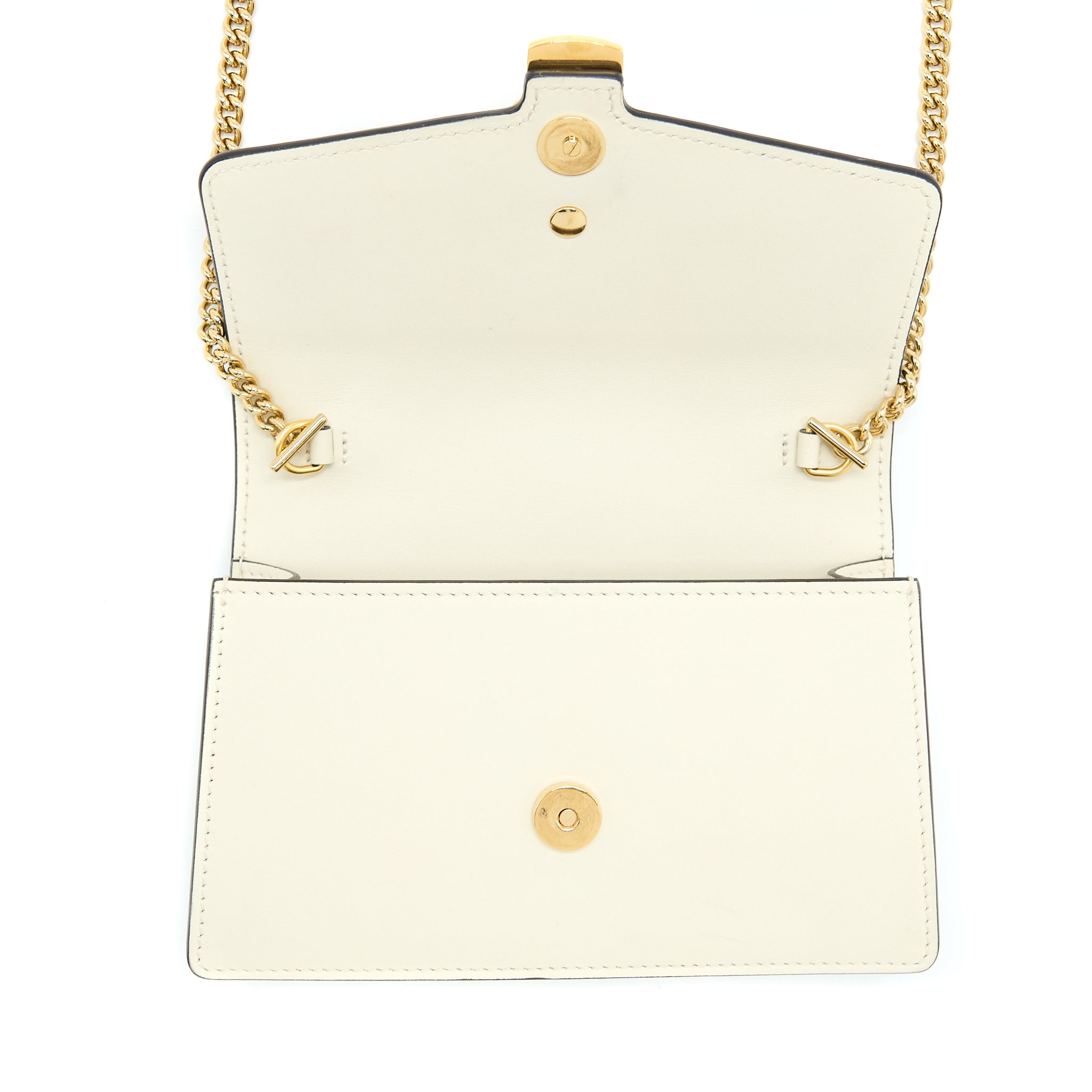 GUCCI SYLVIE MINI CHAIN BAG CALFSKIN WHITE GHW
