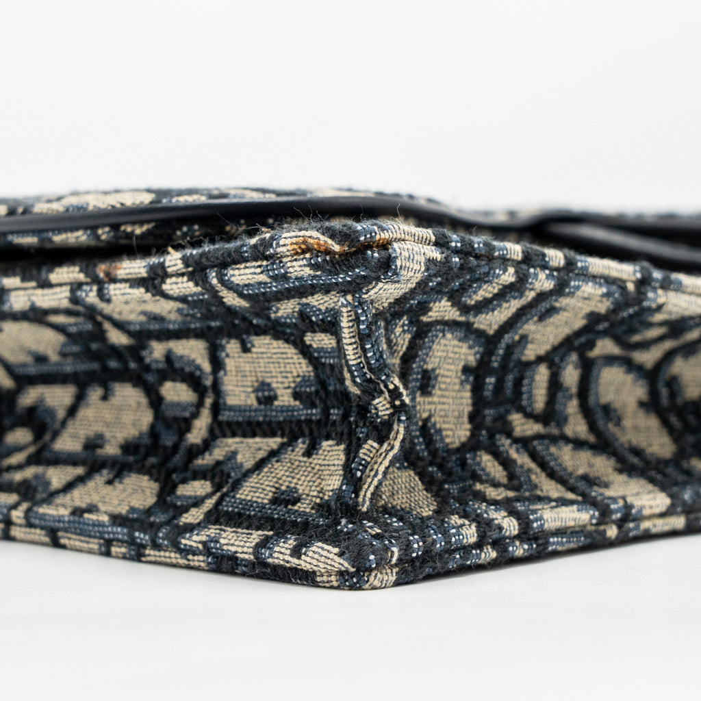 DIOR SADDLE POUCH DIOR OBLIQUE CANVAS BLUE GHW