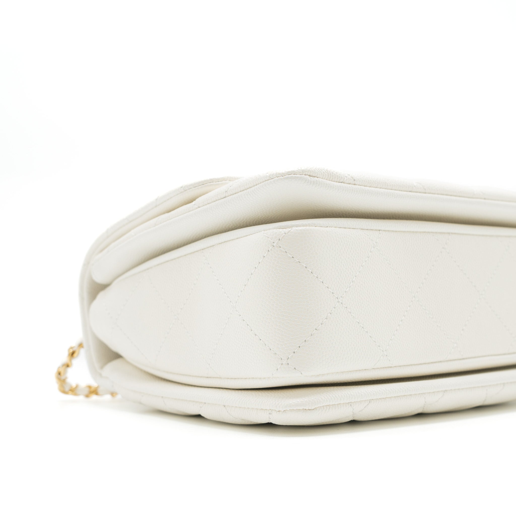 CHANEL 21K COCO FIRST CAVIAR WHITE BRUSHED GHW (MICROCHIP)