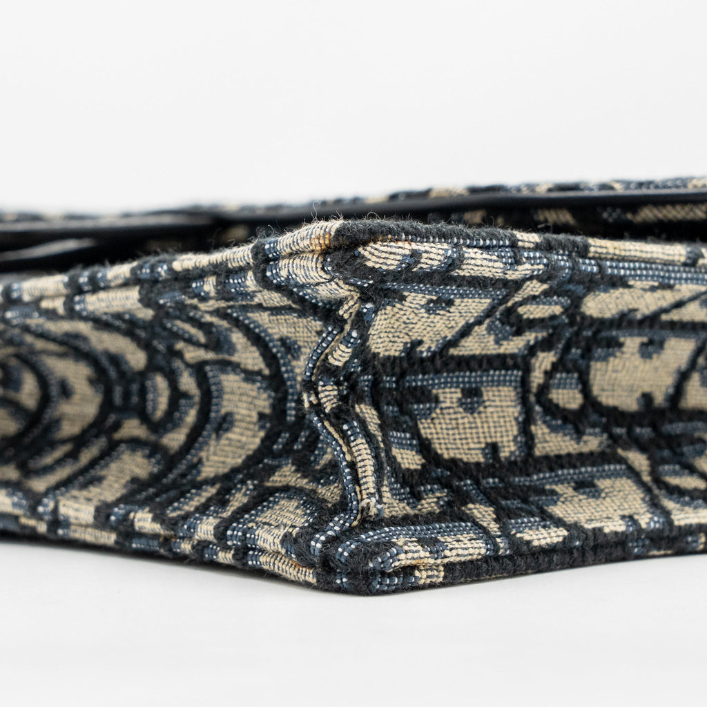 DIOR SADDLE POUCH DIOR OBLIQUE CANVAS BLUE GHW