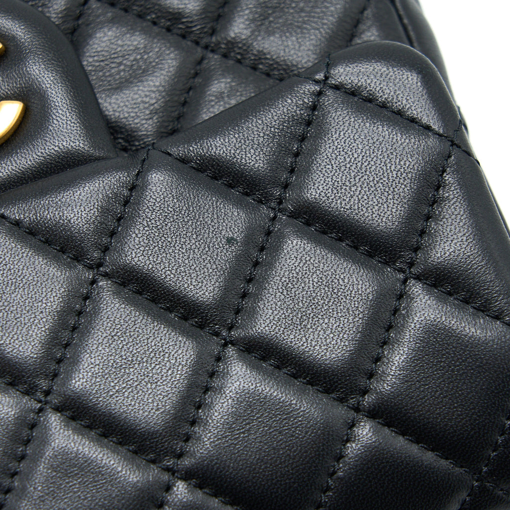 CHANEL PEARL CRUSH MINI SQUARE LAMBSKIN BLACK BRUSHED GHW (MICROCHIP)