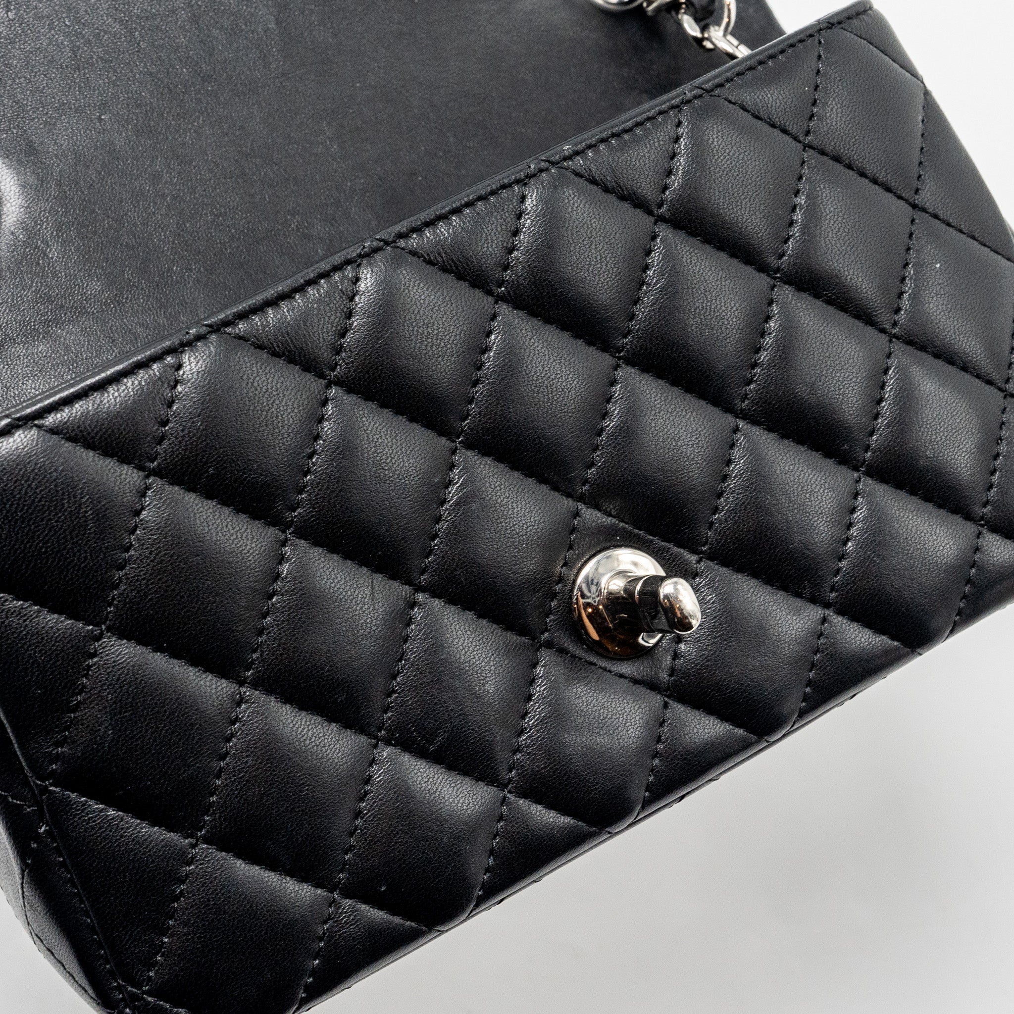 CHANEL MINI RECTANGULAR FLAP BAG LAMBSKIN BLACK SHW
