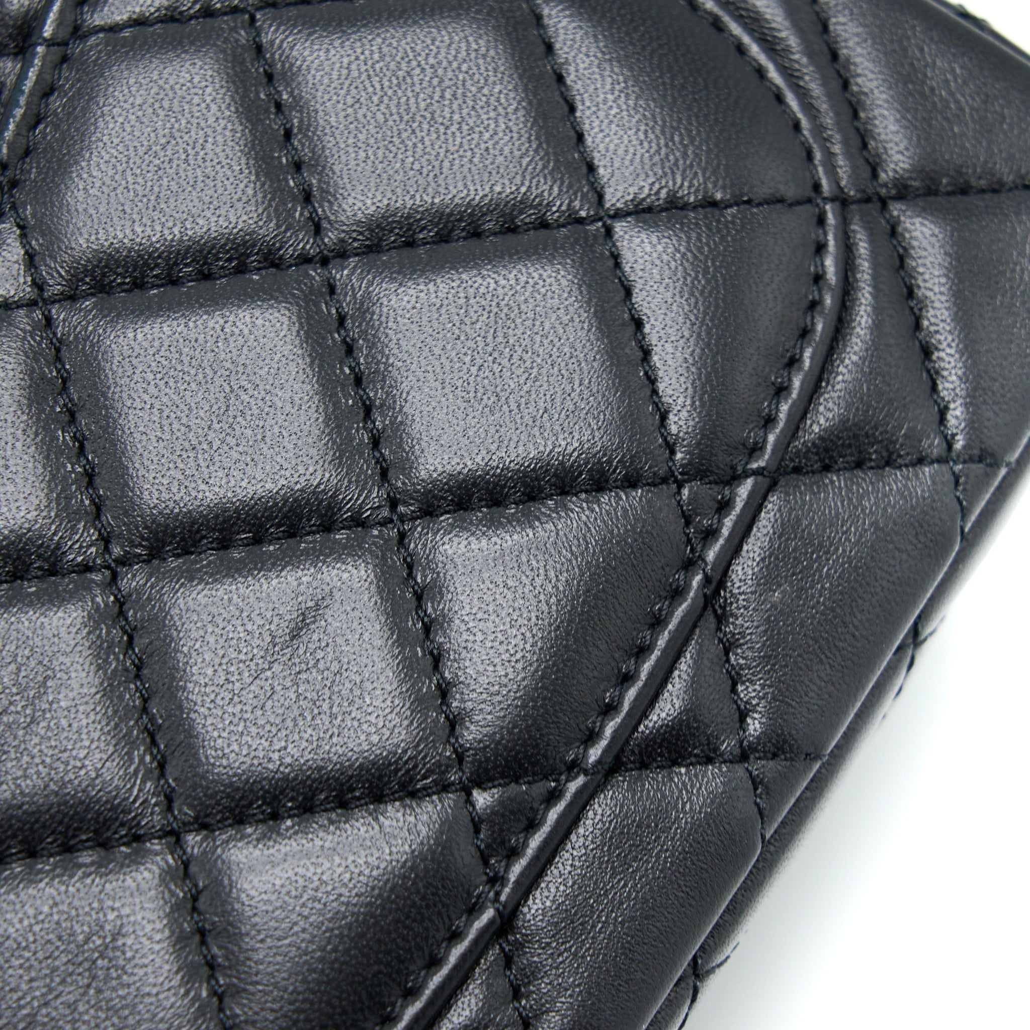CHANEL PEARL CRUSH MINI SQUARE LAMBSKIN BLACK BRUSHED GHW (MICROCHIP)