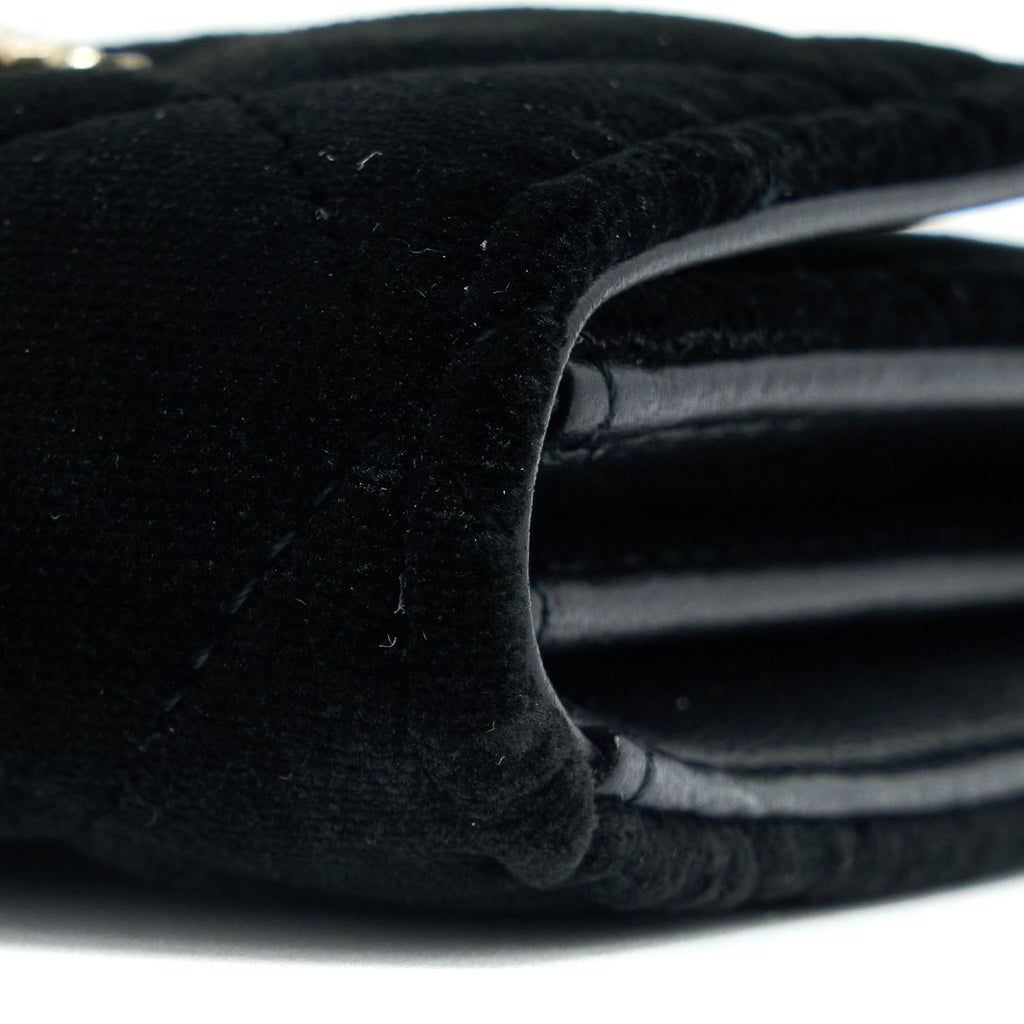 CHANEL 21A FLAP CARD HOLDER VELVET BLACK LGHW