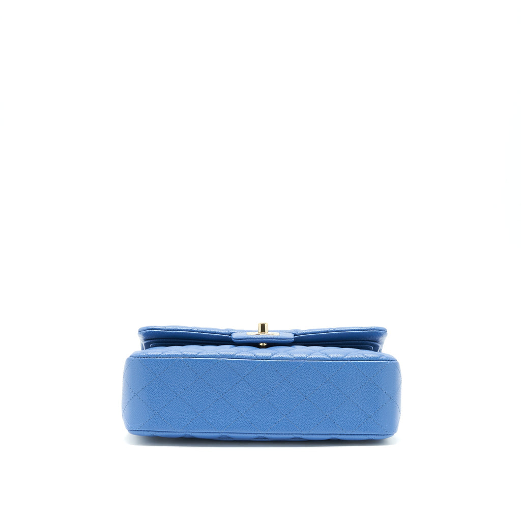 CHANEL SMALL CLASSIC DOUBLE FLAP CAVIAR BLUE LGHW