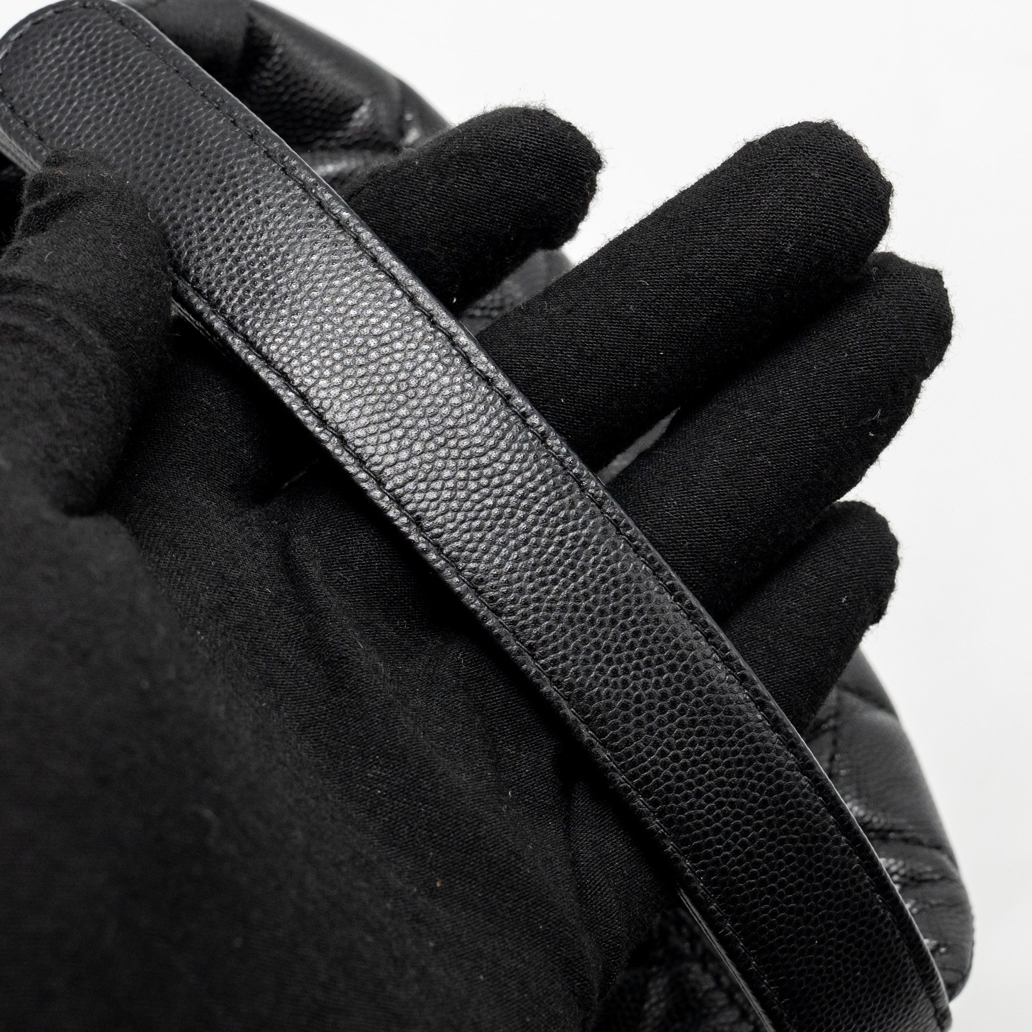 CHANEL 25C DETAIL LOGO QUILTED HOBO BAG CAVIAR BLACK GHW (MICROCHIP)