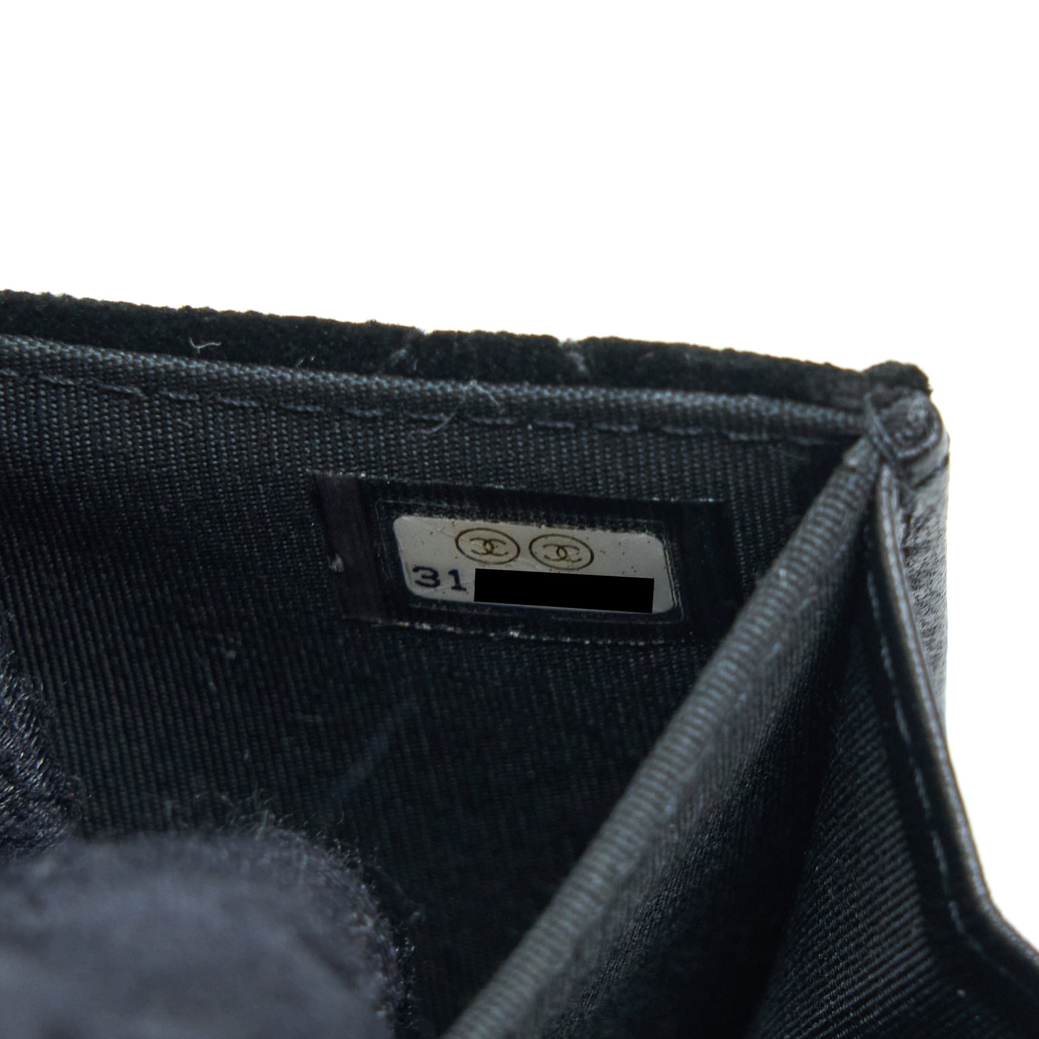 CHANEL 21A FLAP CARD HOLDER VELVET BLACK LGHW