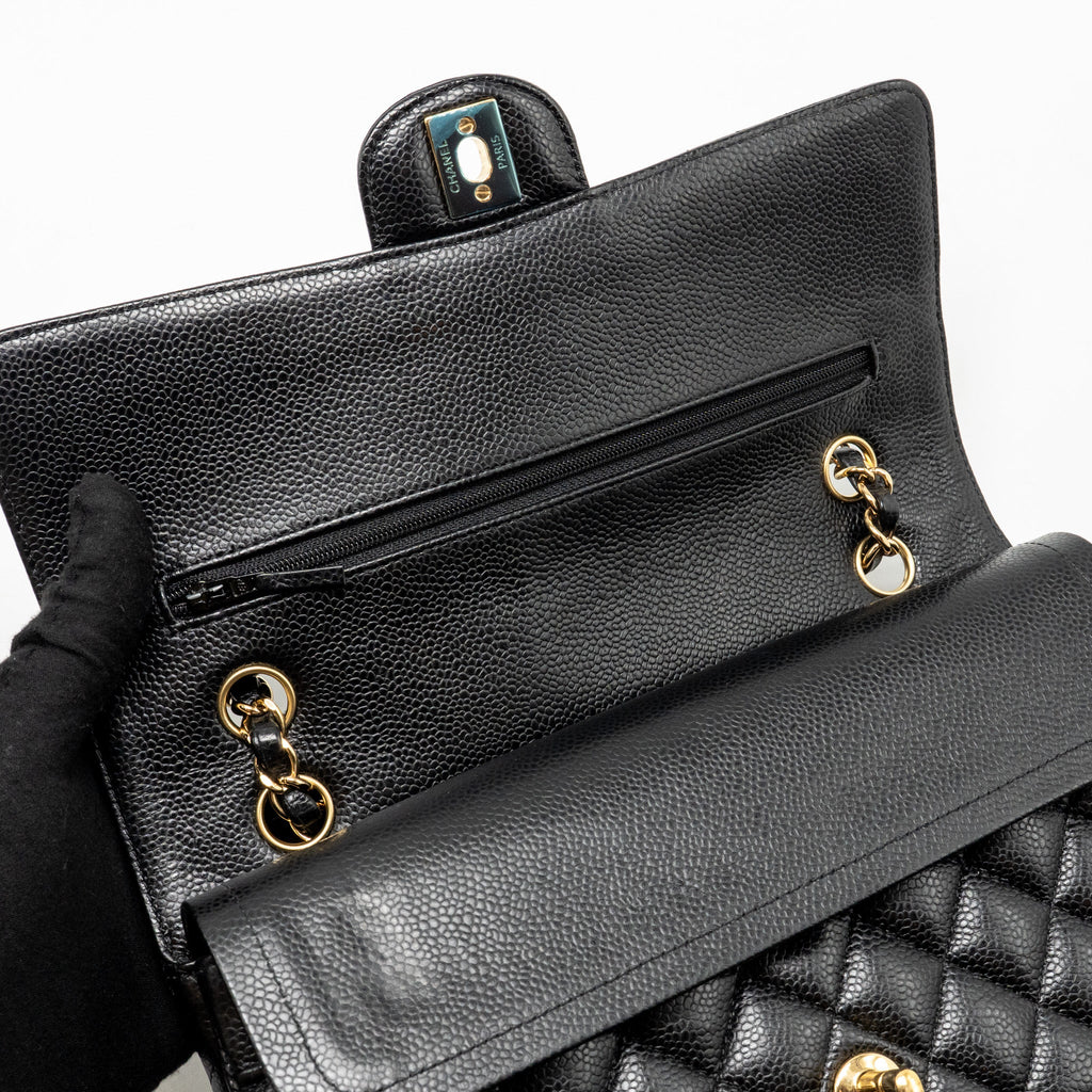 CHANEL MEDIUM CLASSIC DOUBLE FLAP BAG CAVIAR BLACK GHW