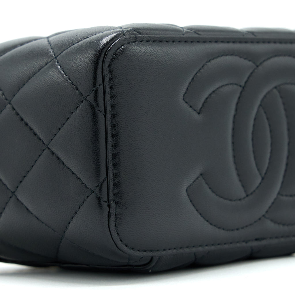 CHANEL 22A TOP HANDLE LONG VANITY CASE LAMBSKIN BLACK LGHW