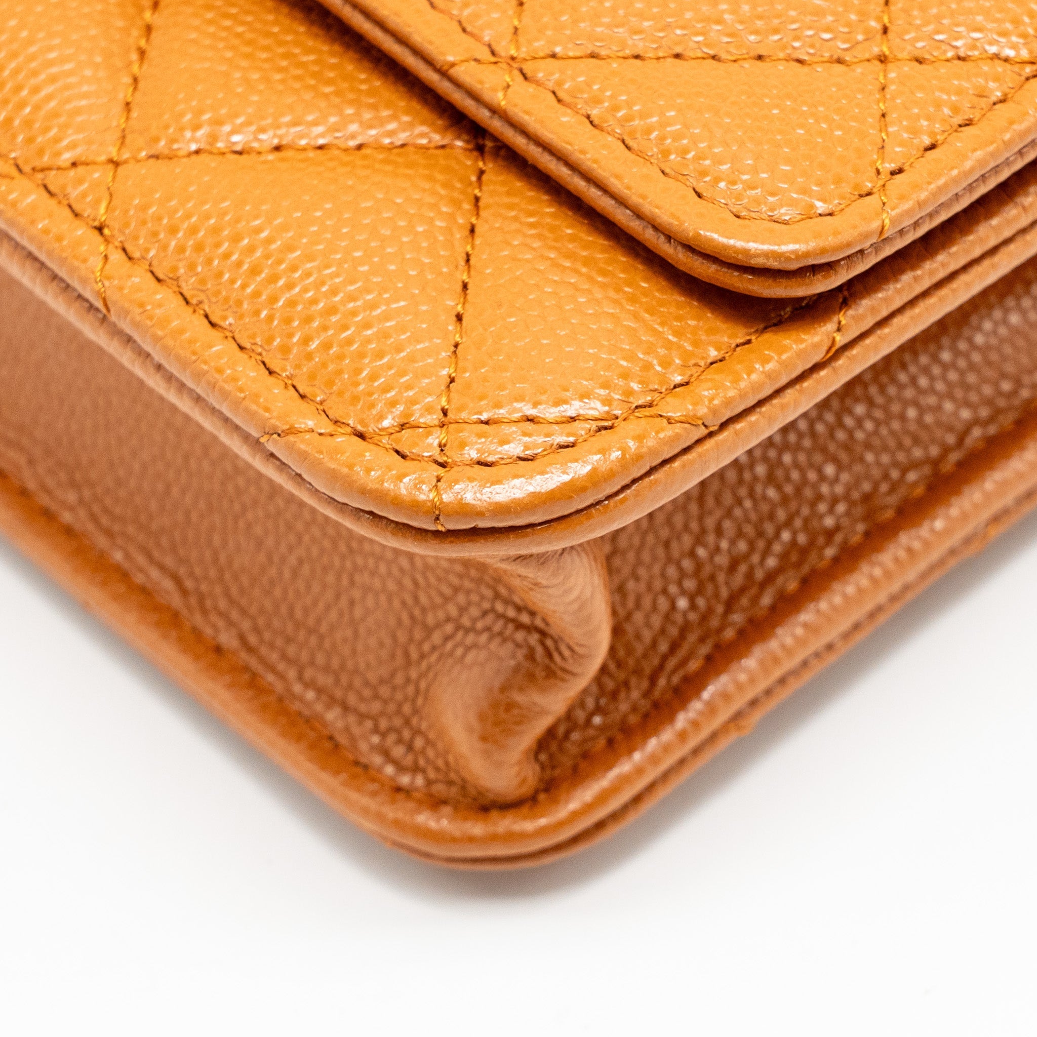 CHANEL CLASSIC WALLET ON CHAIN CAVIAR CARAMEL GHW (MICROCHIP)