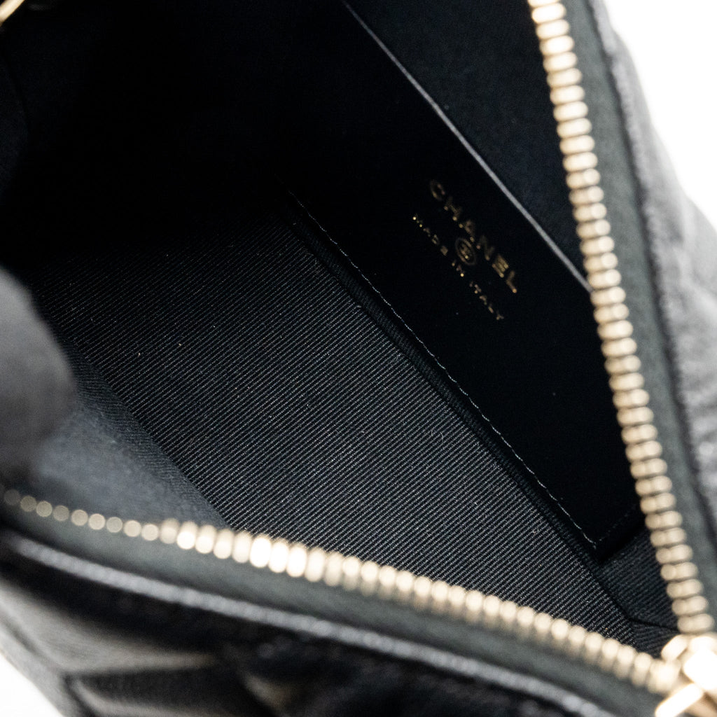 CHANEL 25C DETAIL LOGO QUILTED HOBO BAG CAVIAR BLACK GHW (MICROCHIP)
