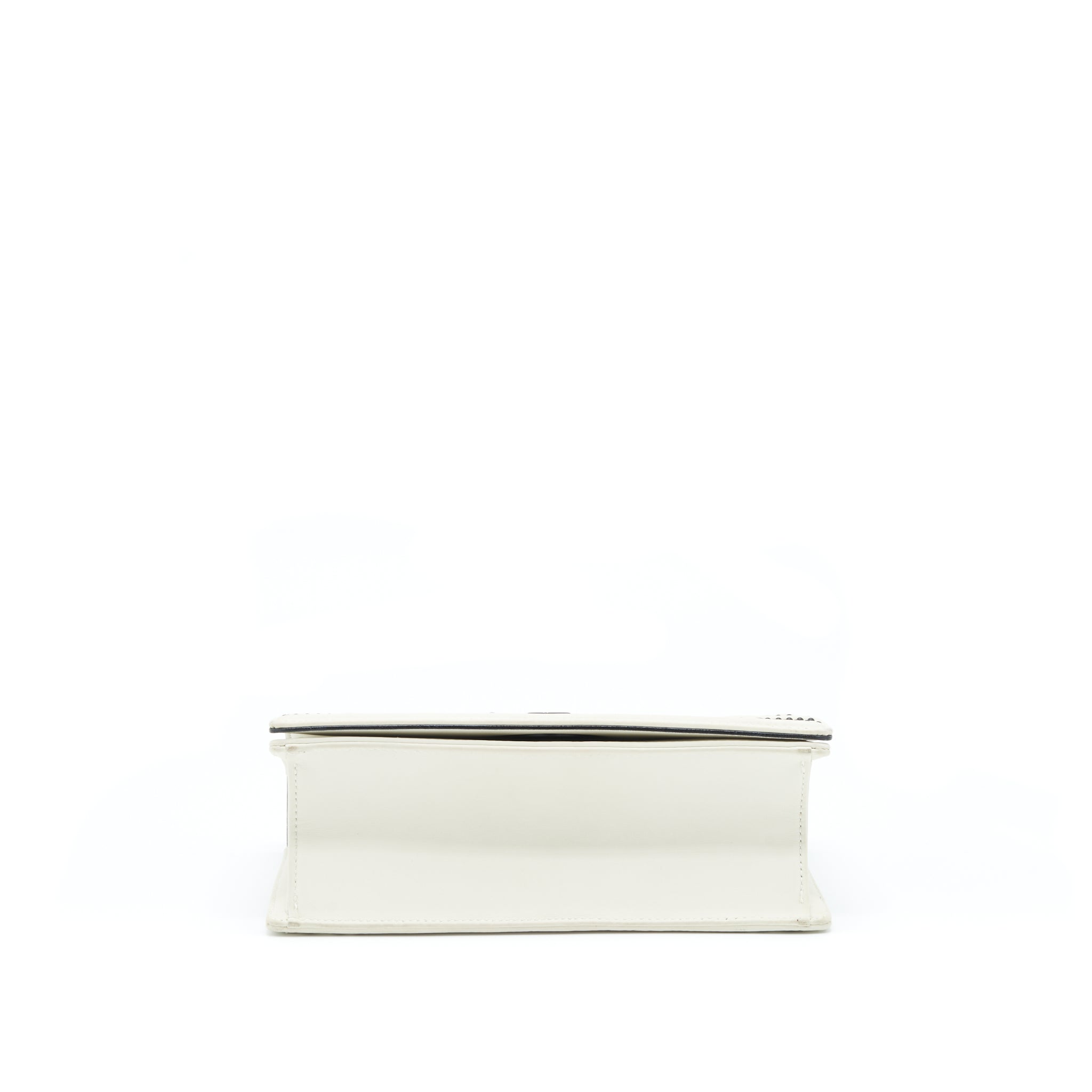 DIOR SMALL STUDDED DIORAMA WHITE WITH BLACK HARDWARE