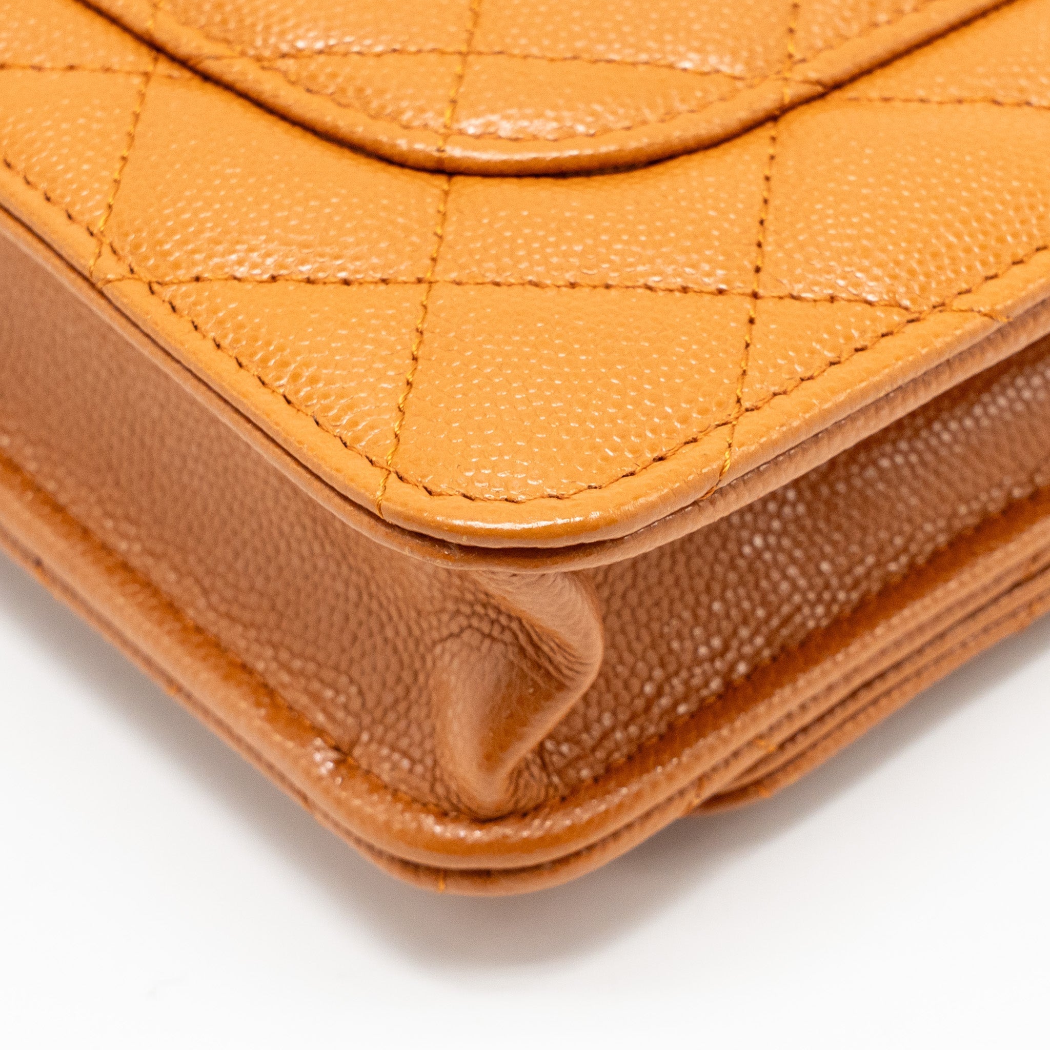 CHANEL CLASSIC WALLET ON CHAIN CAVIAR CARAMEL GHW (MICROCHIP)