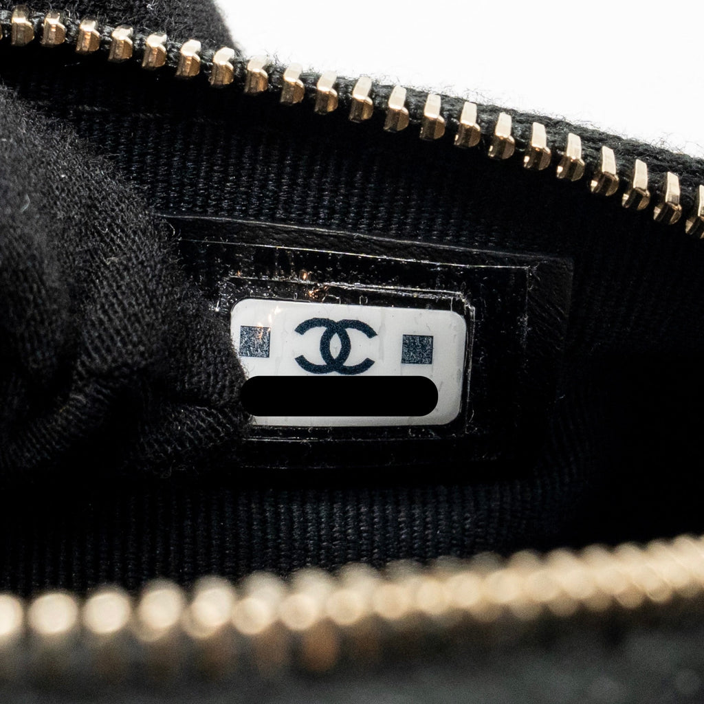 CHANEL 25C DETAIL LOGO QUILTED HOBO BAG CAVIAR BLACK GHW (MICROCHIP)