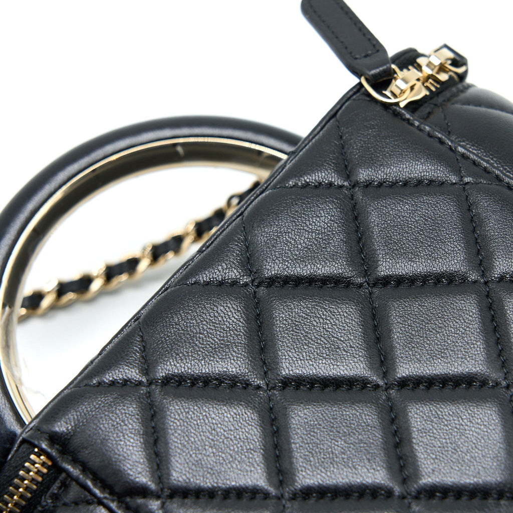 CHANEL 22A TOP HANDLE LONG VANITY CASE LAMBSKIN BLACK LGHW