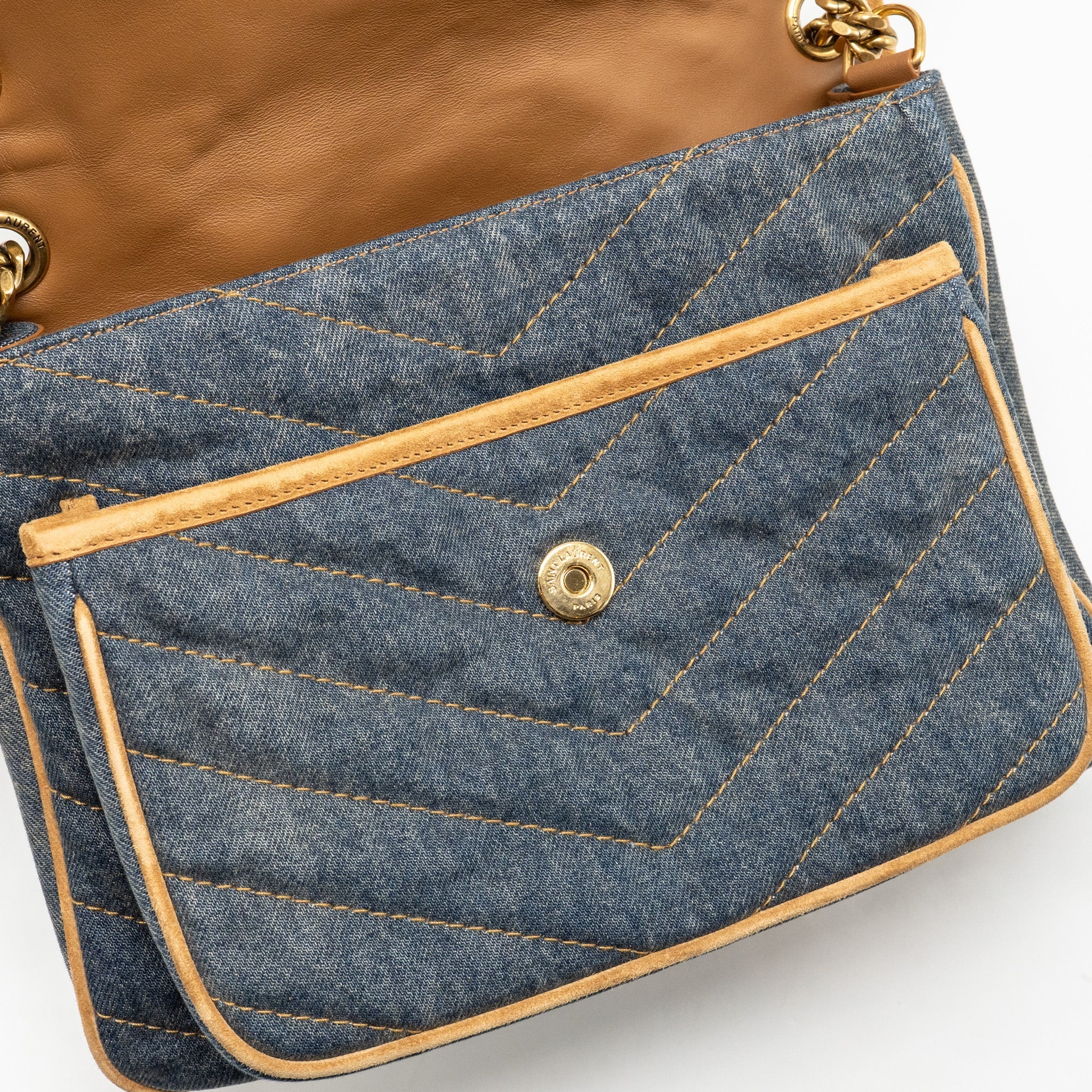 SAINT LAURENT/YSL NIKI SHOULDER BAG DENIM BLUE/ CINNAMON GHW