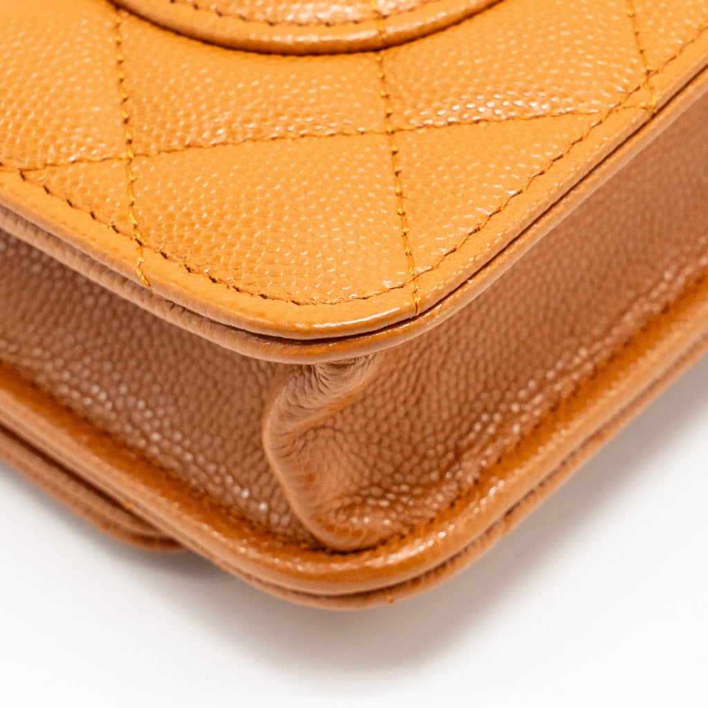 CHANEL CLASSIC WALLET ON CHAIN CAVIAR CARAMEL GHW (MICROCHIP)