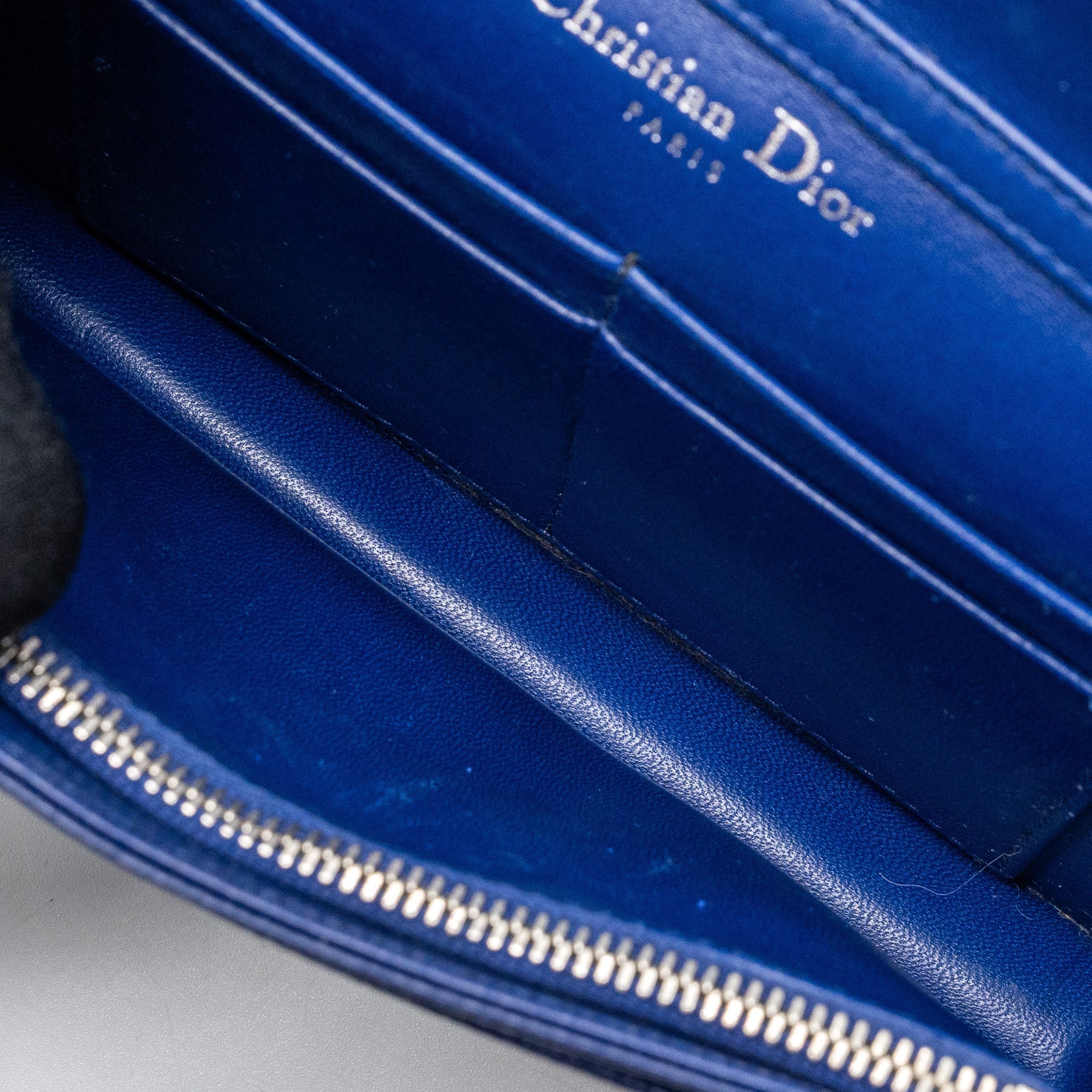 DIOR DIORAMA WALLET ON CHAIN LEATHER BLUE SHW