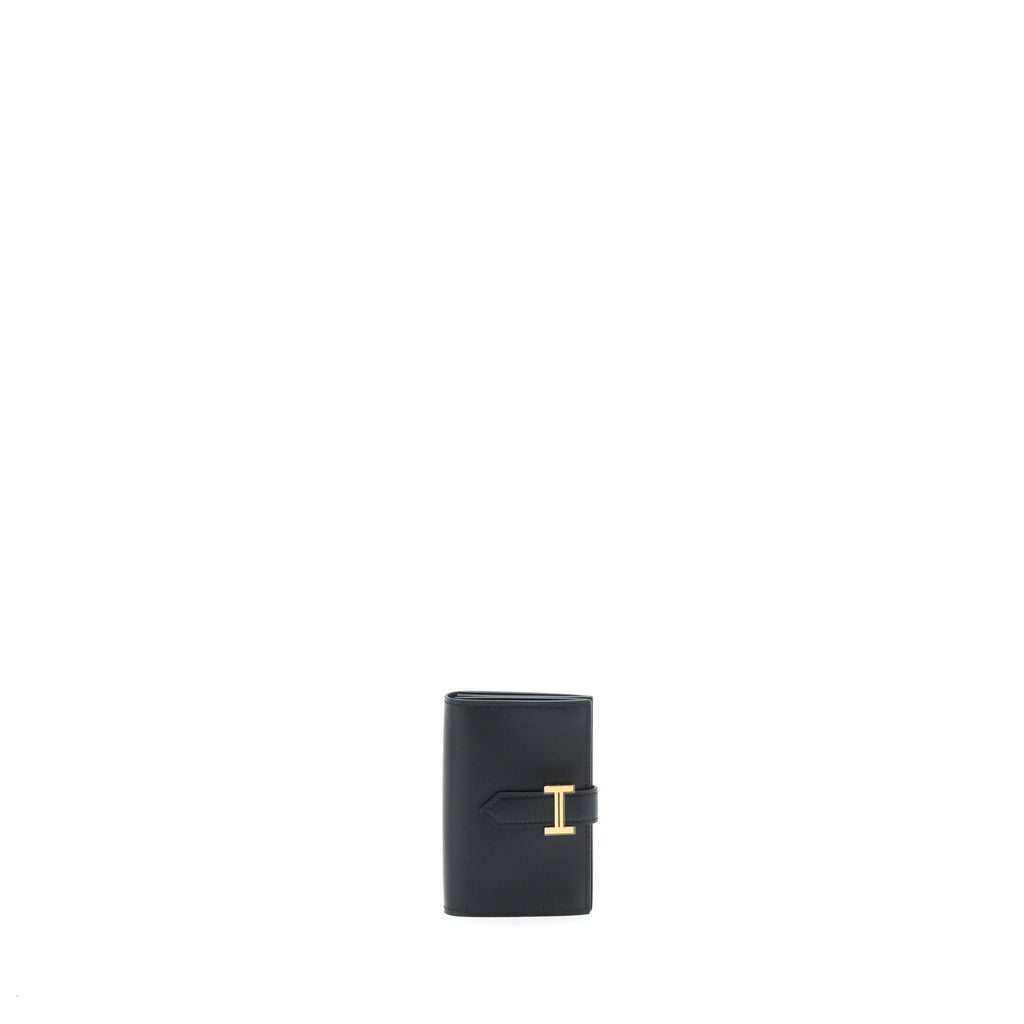 HERMES BEARN CARD HOLDER BOX CALFSKIN BLACK GHW