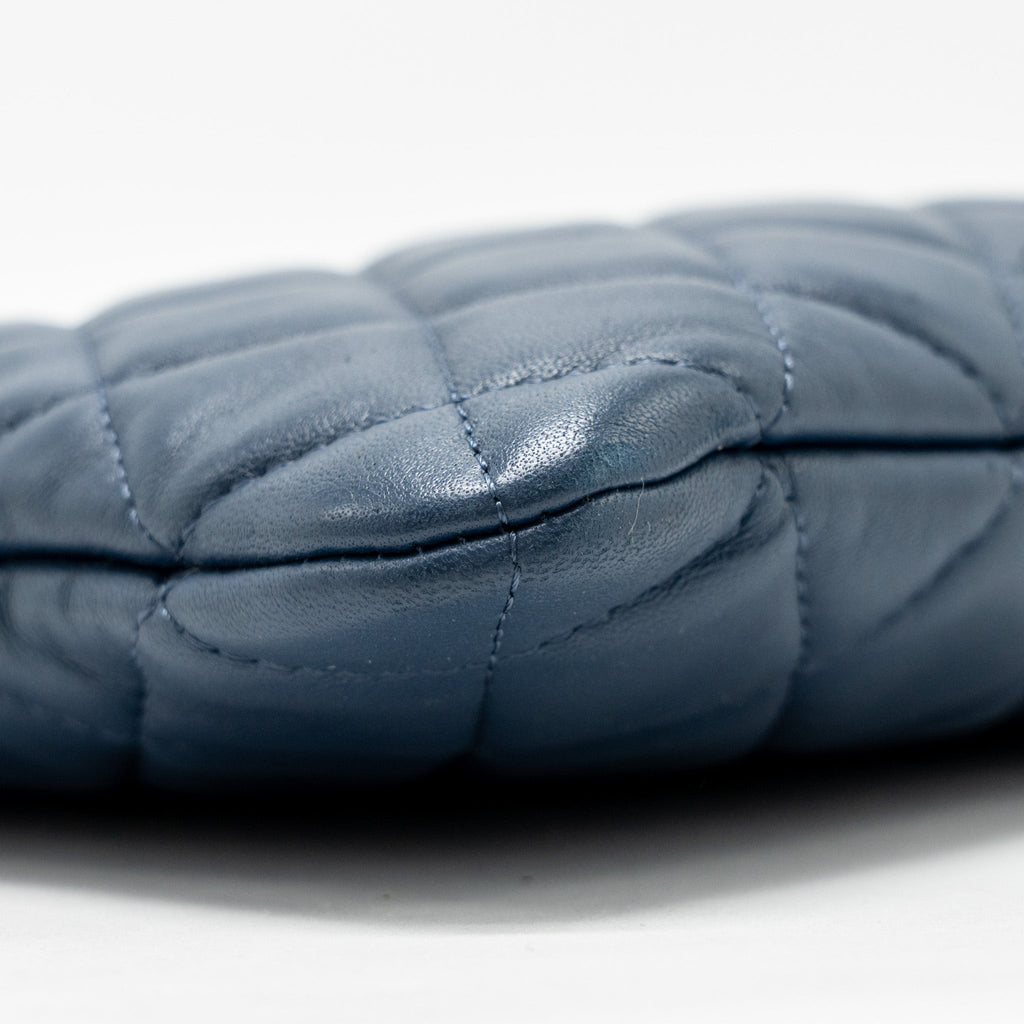CHANEL CLASSIC QUILTED LARGE CLUTCH BAG LAMBSKIN NAVY SHW
