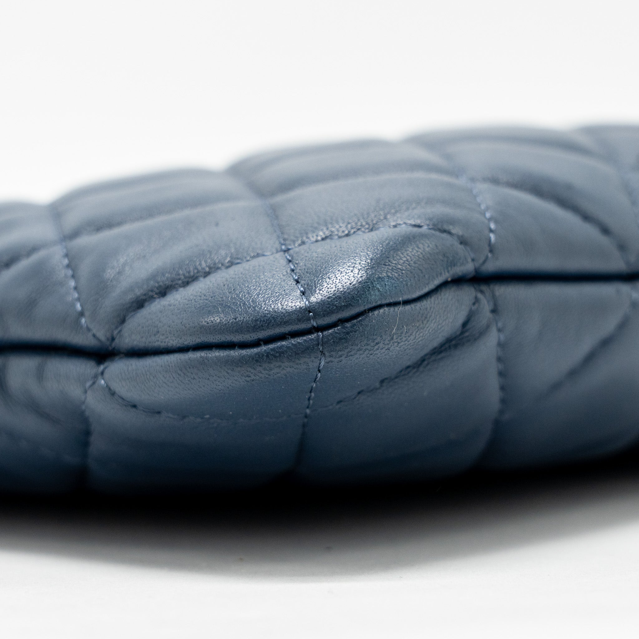 CHANEL CLASSIC QUILTED LARGE CLUTCH BAG LAMBSKIN NAVY SHW