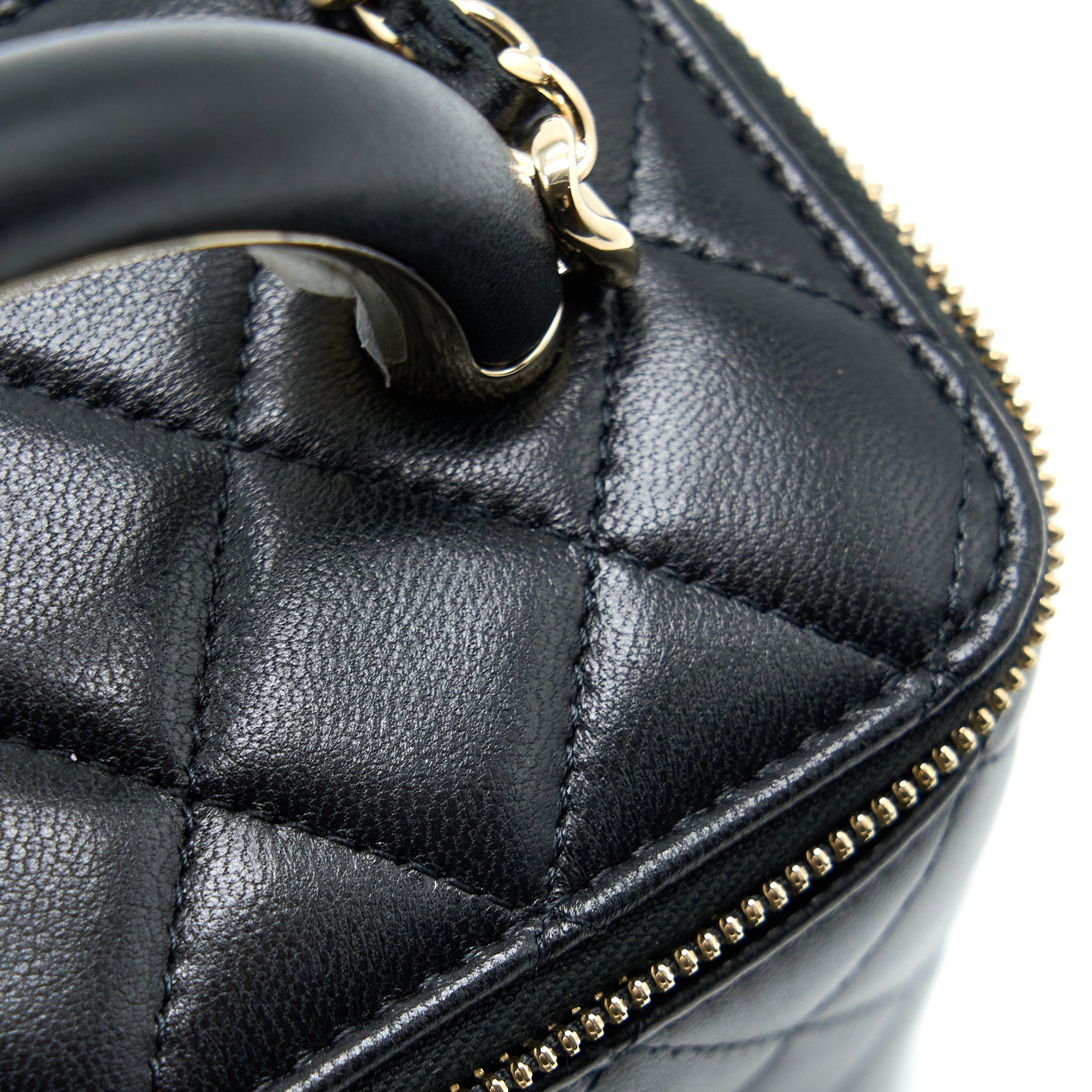 CHANEL 22A TOP HANDLE LONG VANITY CASE LAMBSKIN BLACK LGHW