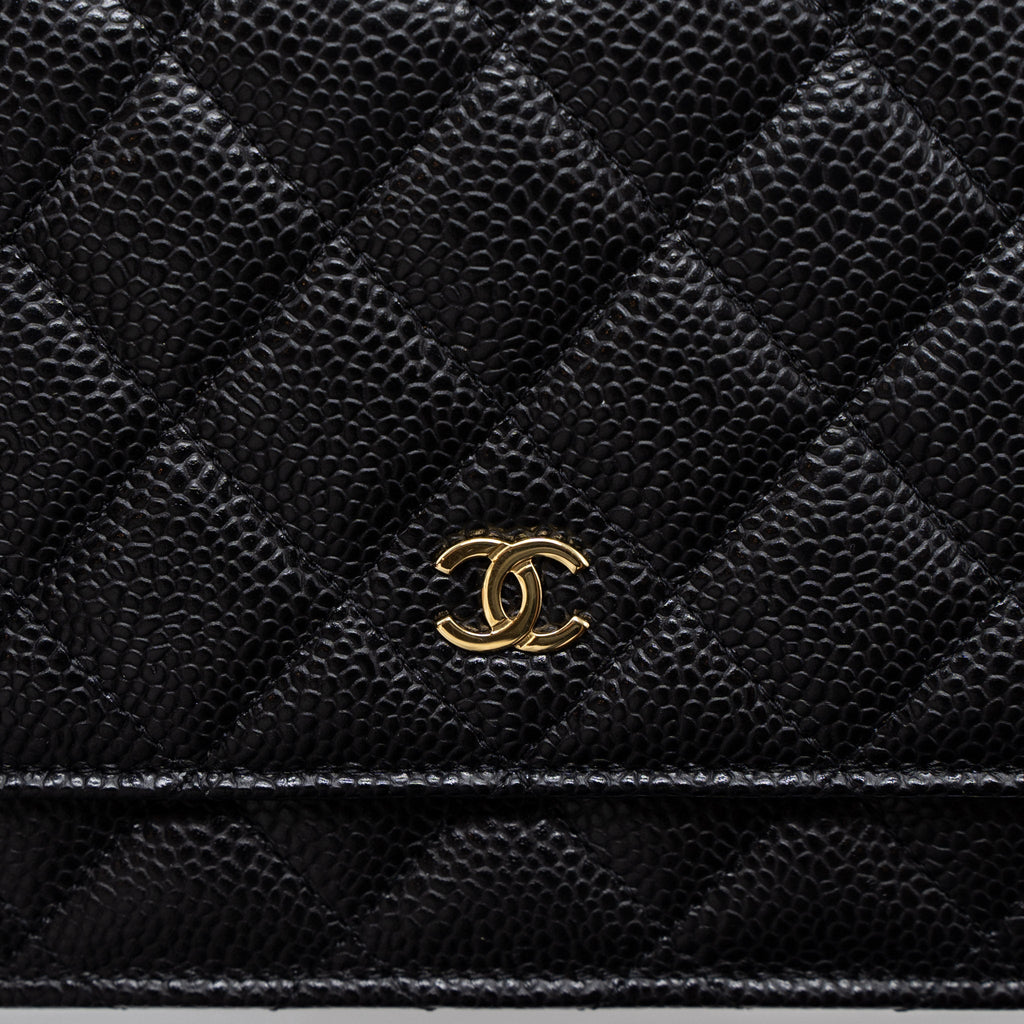 CHANEL CLASSIC WALLET ON CHAIN CAVIAR BLACK GHW (MICROCHIP)