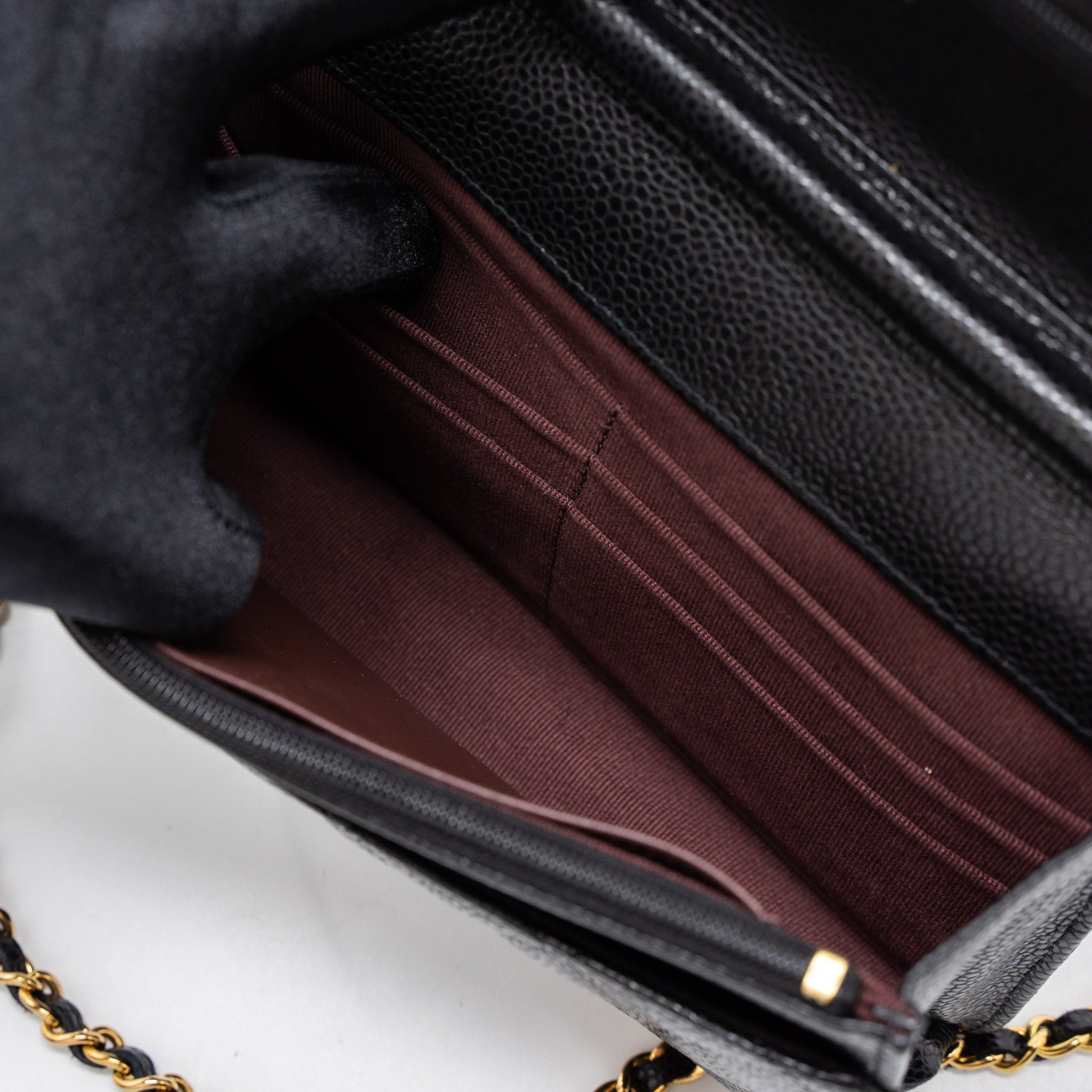 CHANEL CLASSIC WALLET ON CHAIN CAVIAR BLACK GHW (MICROCHIP)