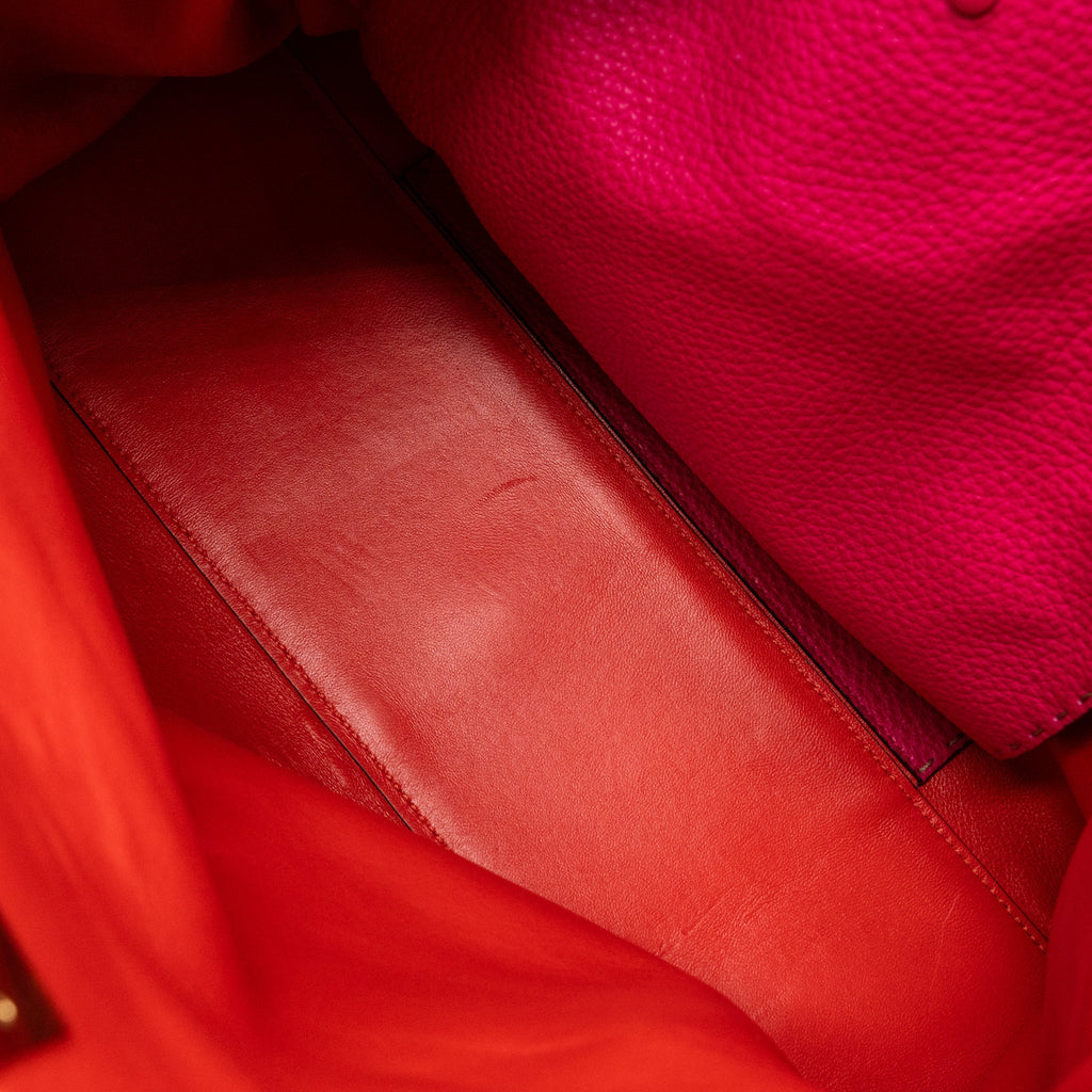 FENDI PEEKABOO X-LITE ROMA AMOR HANDLE BAG CALFSKIN BROWN/PINK/RED GHW