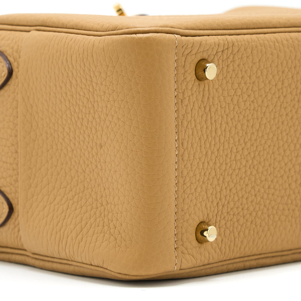 HERMES MINI LINDY CLEMENCE BISCUIT GHW