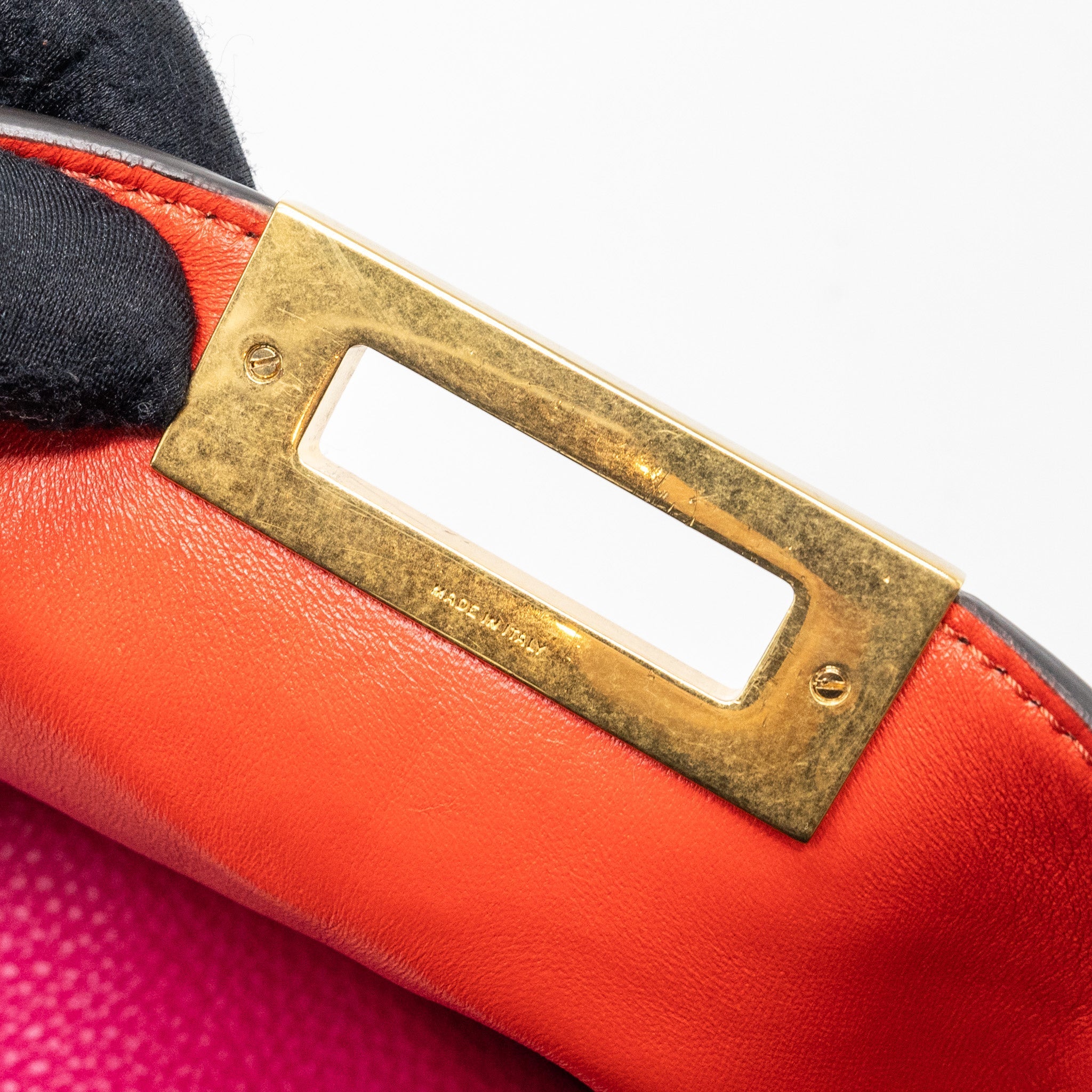 FENDI PEEKABOO X-LITE ROMA AMOR HANDLE BAG CALFSKIN BROWN/PINK/RED GHW