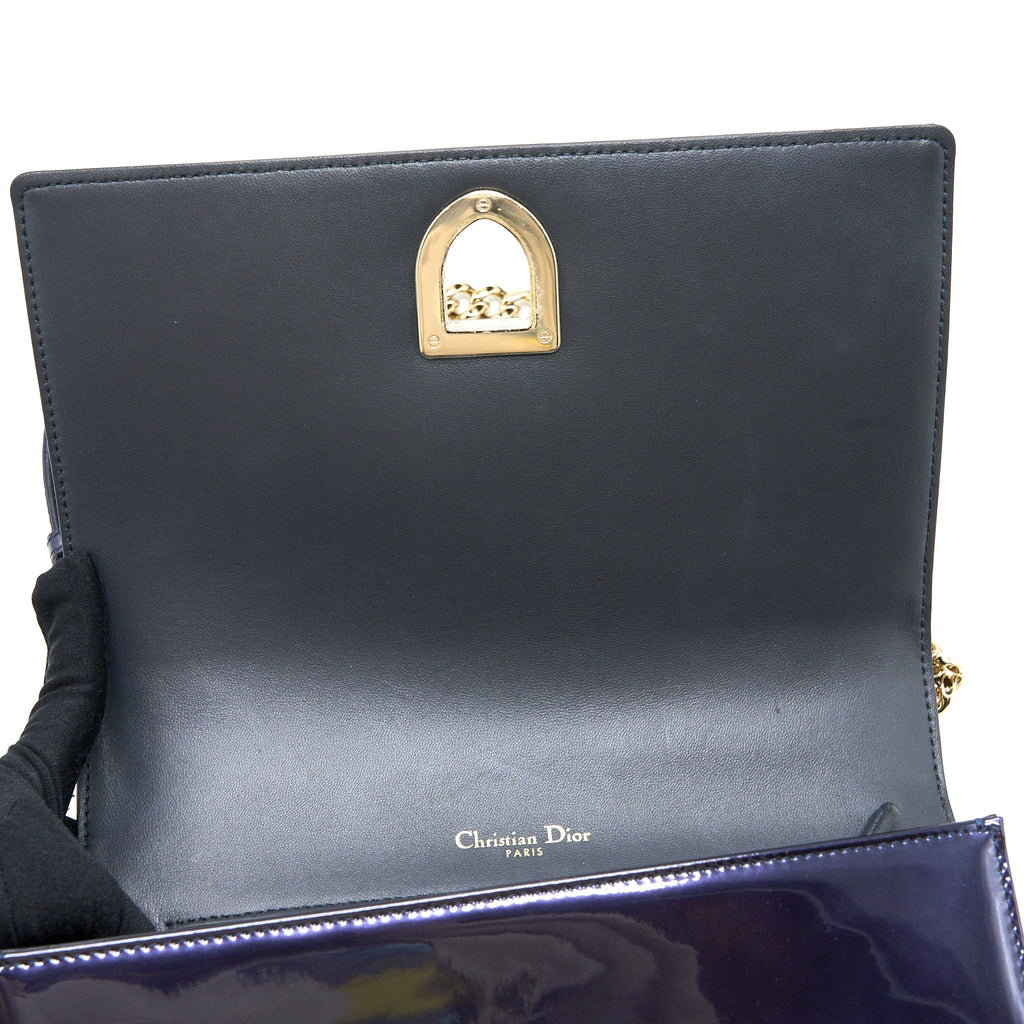 DIOR MEDIUM DIORAMA CALFSKIN METALLIC NAVY LGHW